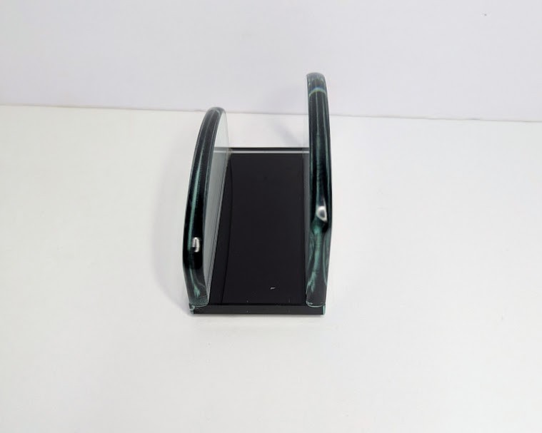 Vintage Glass Desk Organizer Set Curved Glass Mail Sorter Executive Office Decor