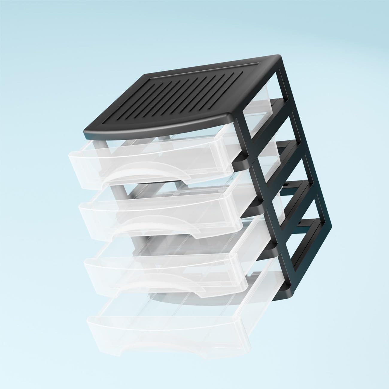 4-Drawer Clear Stacking Desktop Organizer – Office Supplies Storage, Stackable B