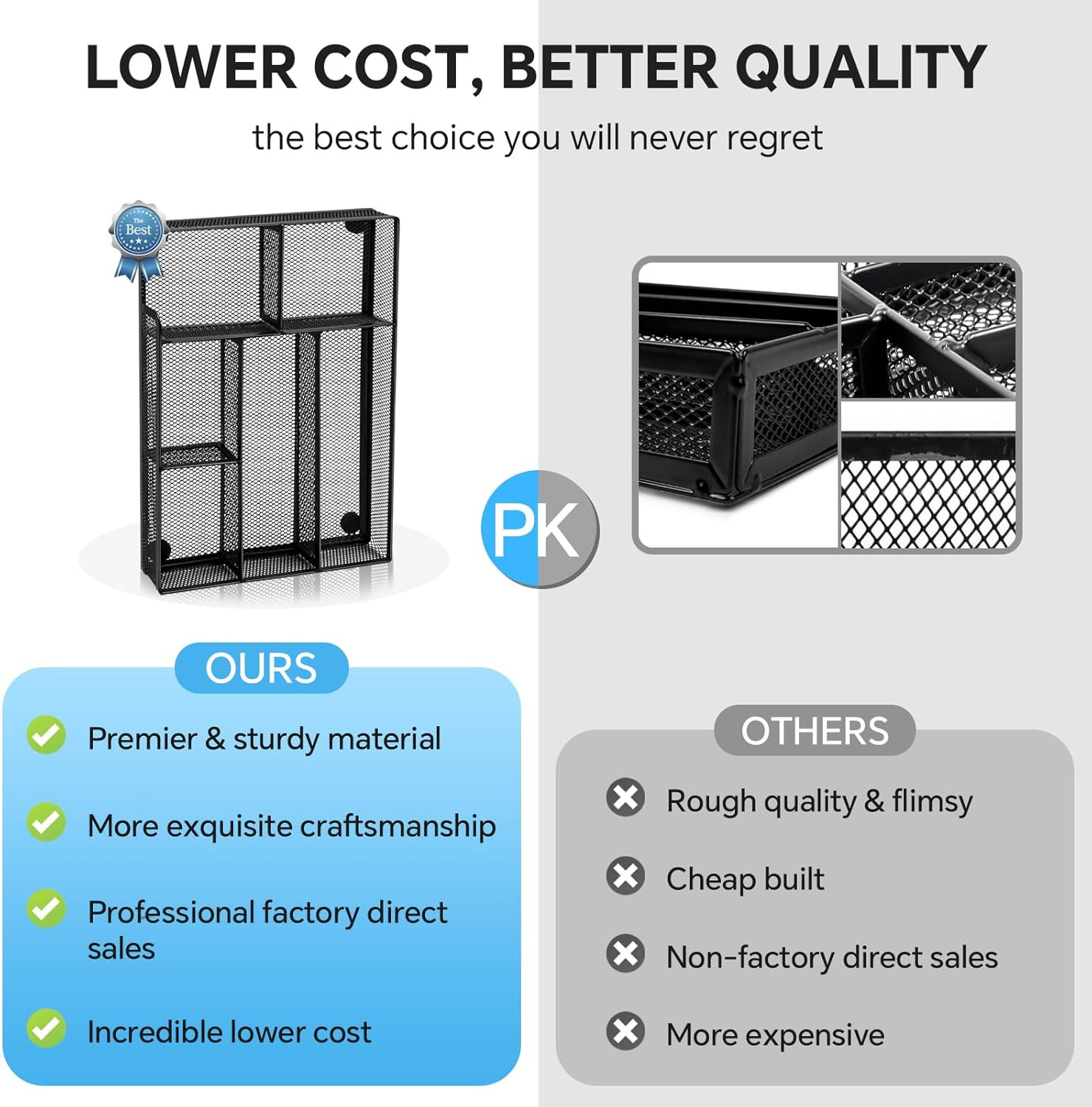 Desk Drawer Organizer, Office Drawer Divider Organizer Tray with 6 Compartments,