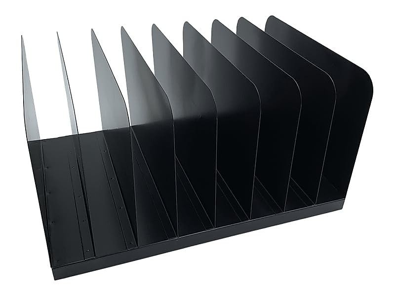 Huron Applied Sciences Vertical 8 Slot Steel Desk Organizer/Sorter Black