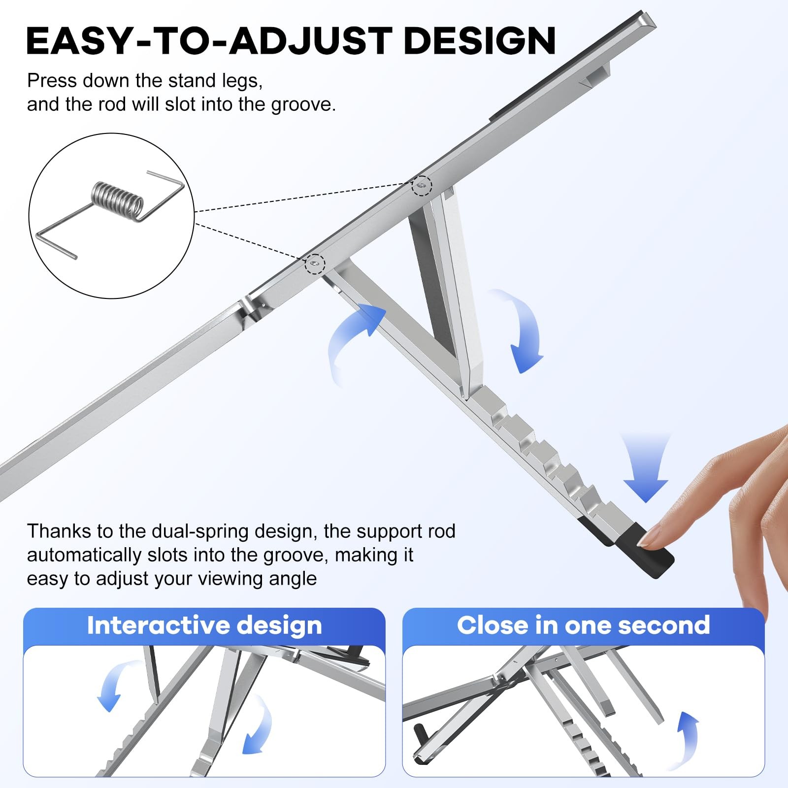 POPOACTI Foldable Laptop Stand, Ergonomic Aluminum Desktop Holder small, Grey