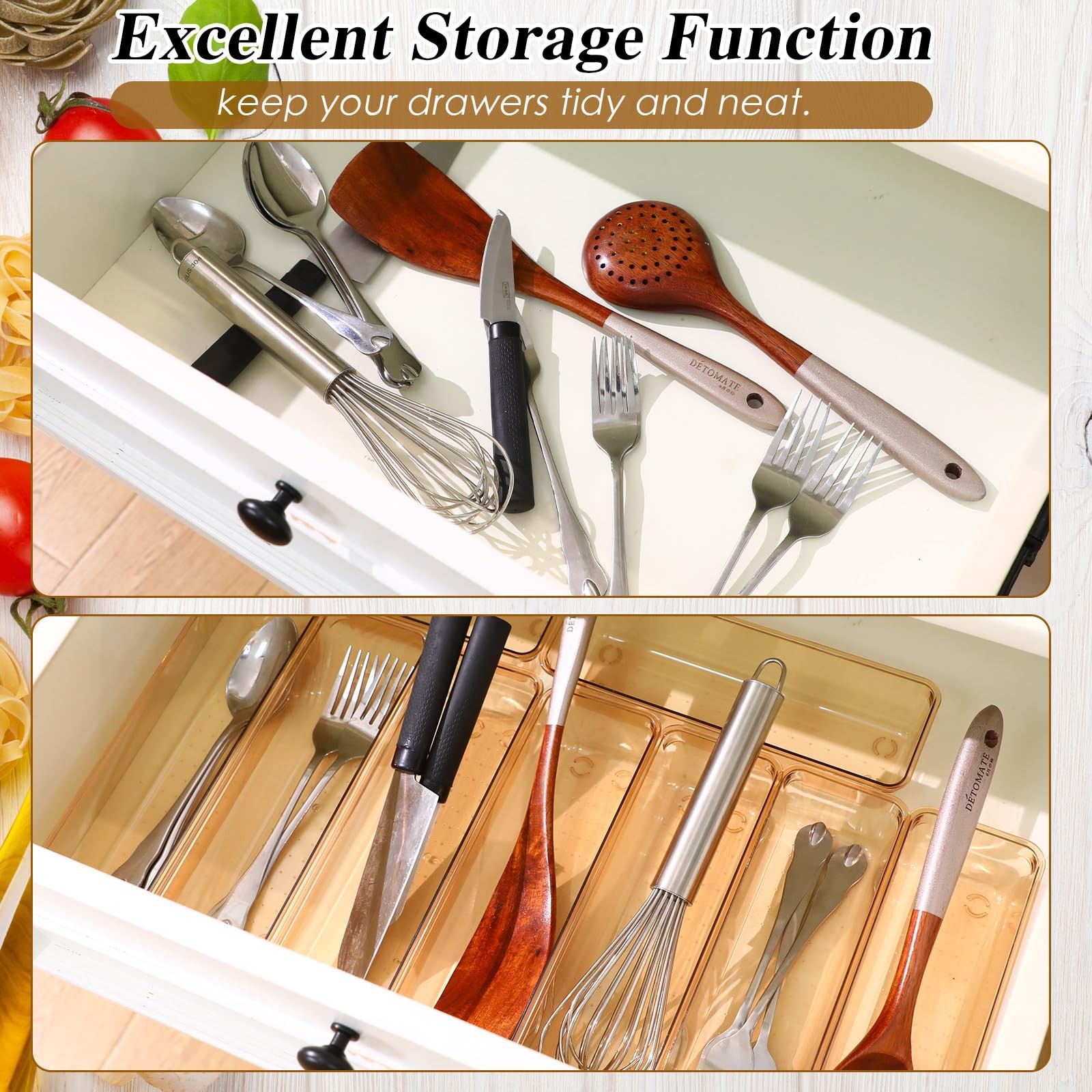 12 Pcs Clear Drawer Organizer 9 x 3 x 2 Inches Plastic Rectangle Trays Makeup…