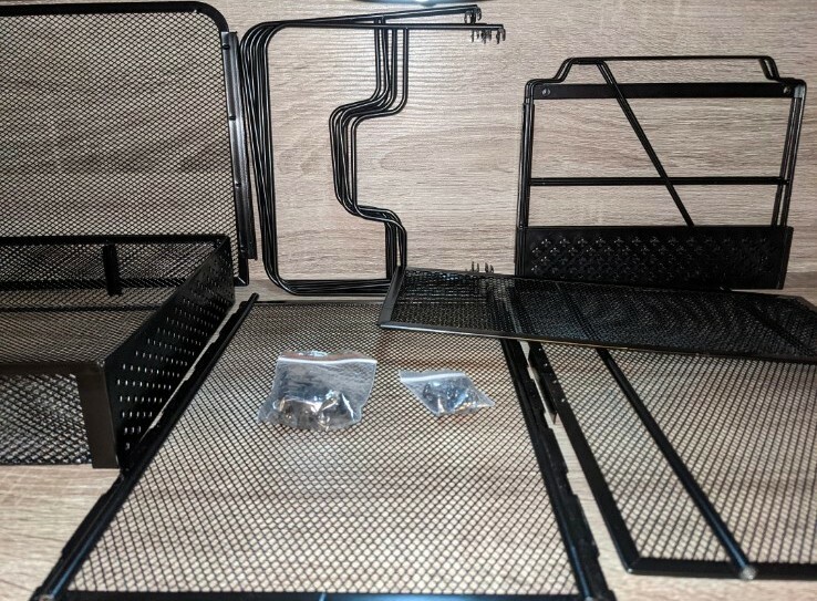 Simple Trending 2-Tray Mesh Desk File Organizer with Drawer Organizer and 6 Remo