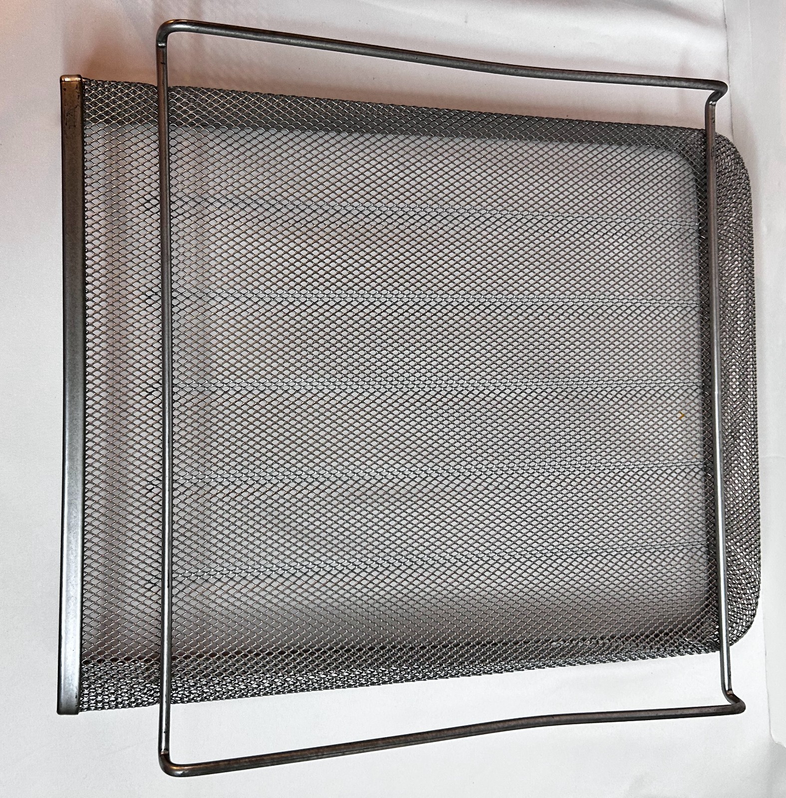 2 Tier Desk Organizer, Letter-size Trays, Multipurpose, Mesh, Silver, Preowned
