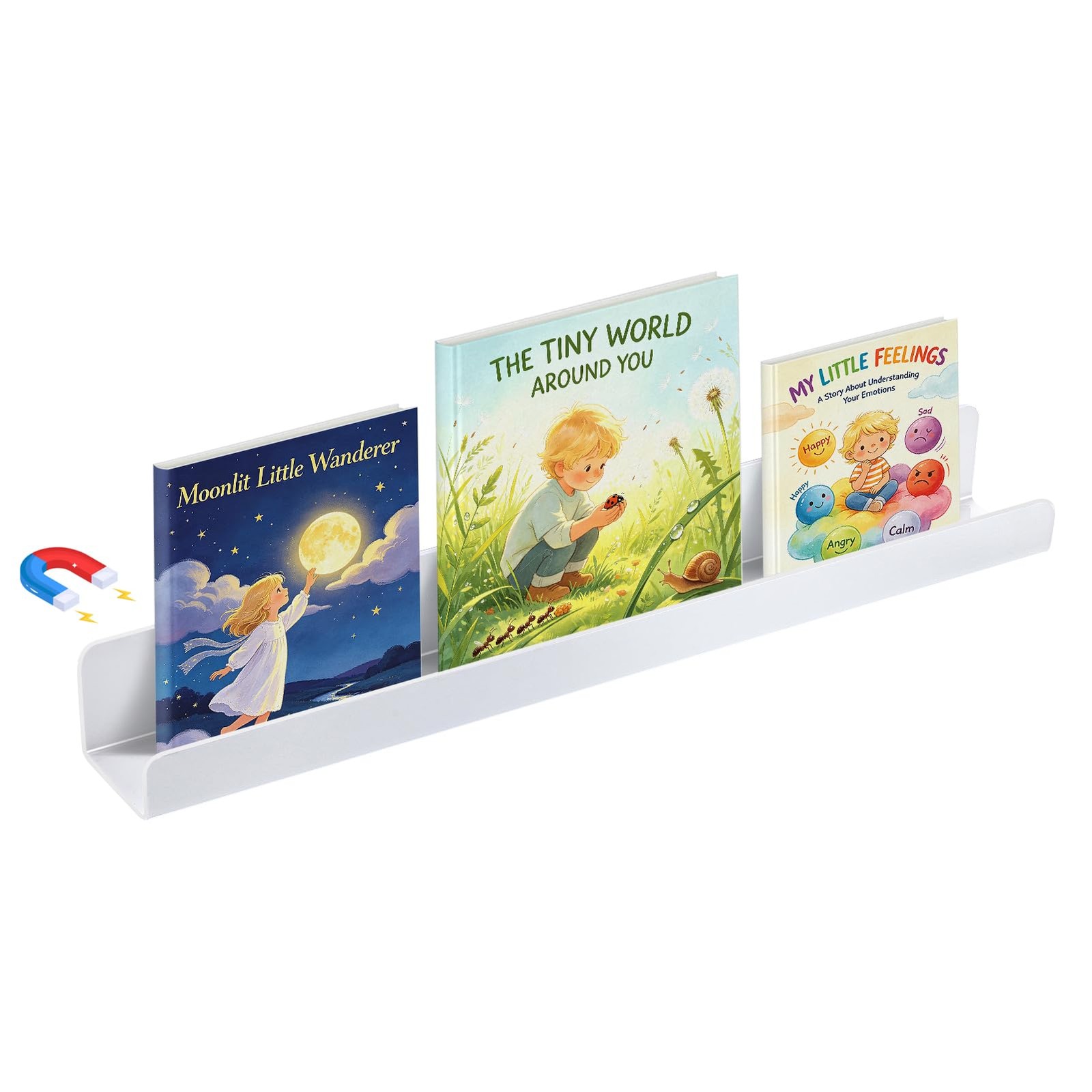 Acrylic Magnetic Book Shelf for Whiteboard – 6.6 lbs Load Capacity Books Disp…