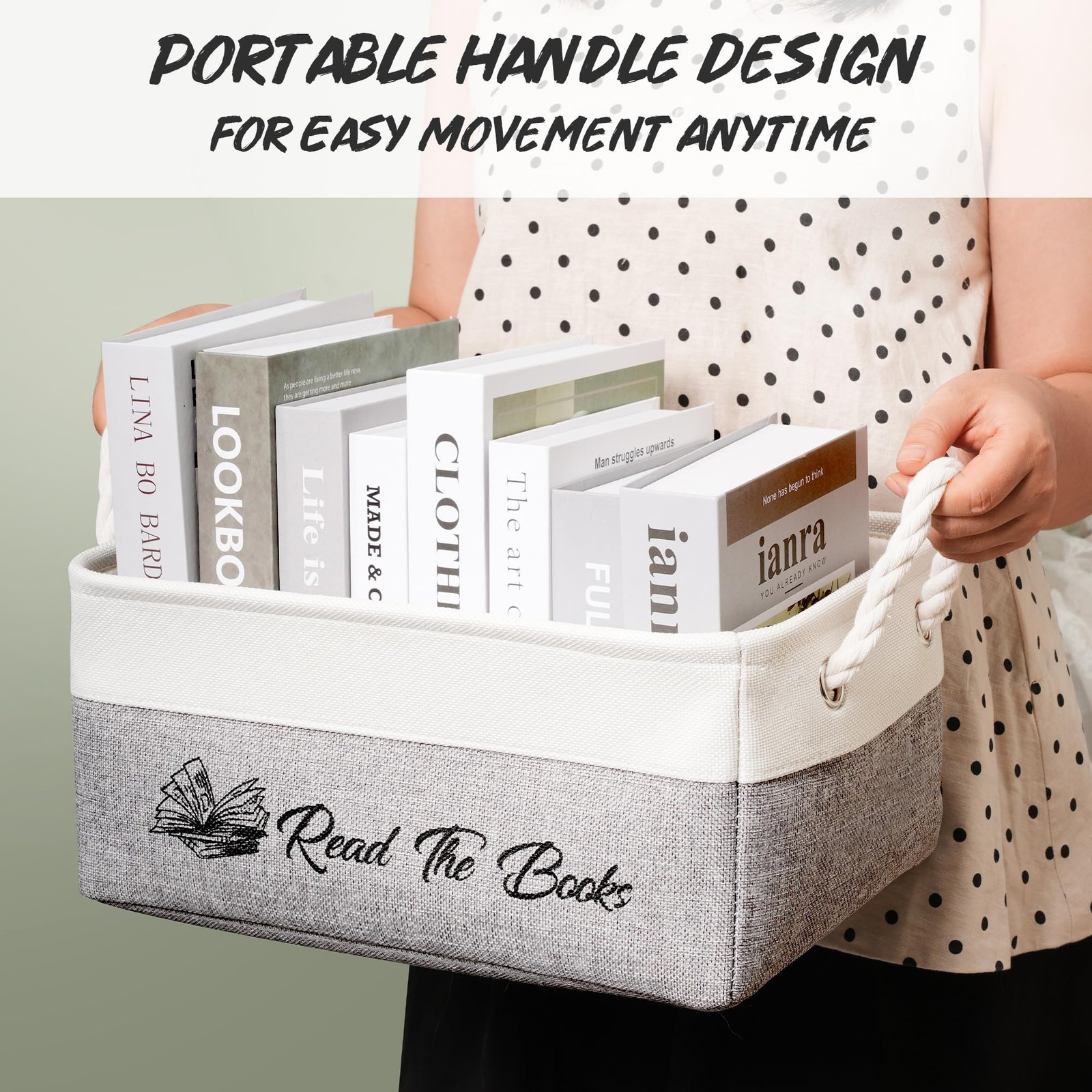 Read The Books List Storage Organizer Bin Collapsible Basket With Handles