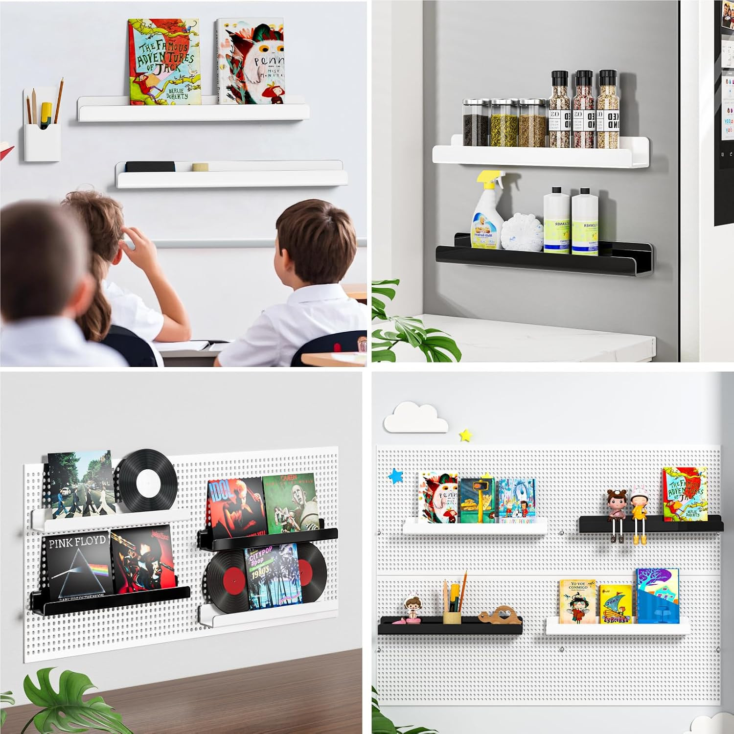 FUCDTEFC 2 Pcs Magnetic Shelf with Pen Holder, Strong Adsorption Magnetic Book S