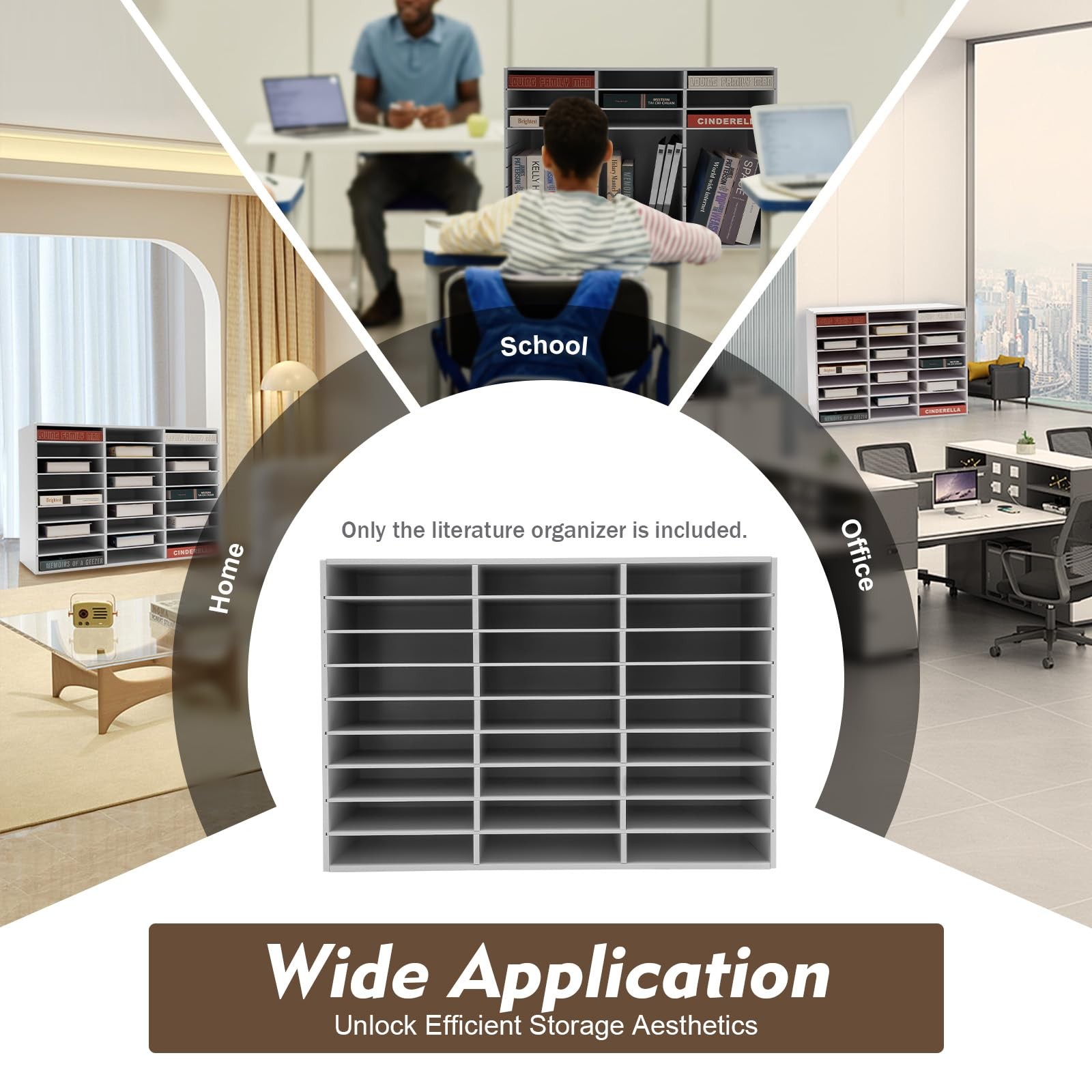 Literature Organizer 27 Slots Compartments Desktop File Sorter Mail Center Pa…