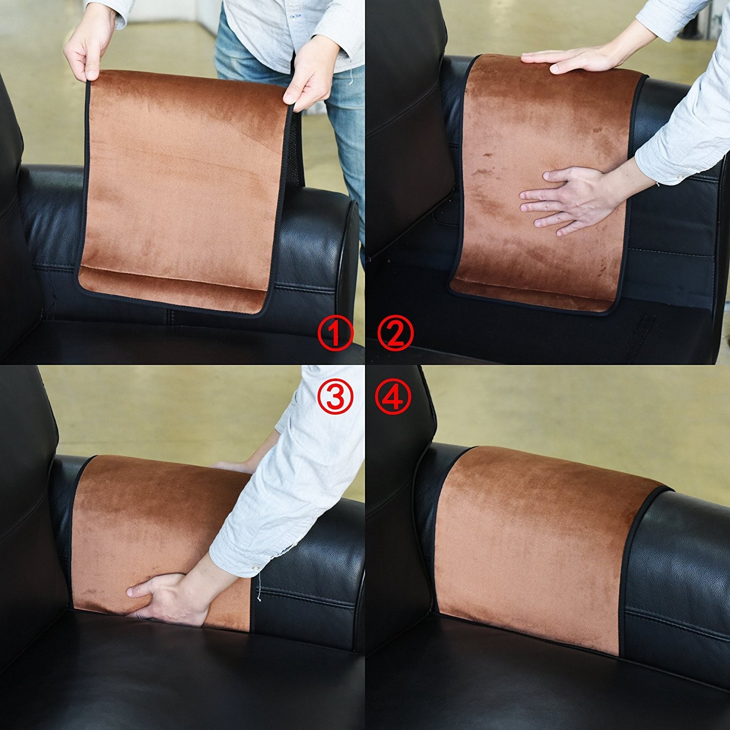 Brown Velvet Sofa Couch Chair Armrest Soft Caddy Organizer Holder Remote