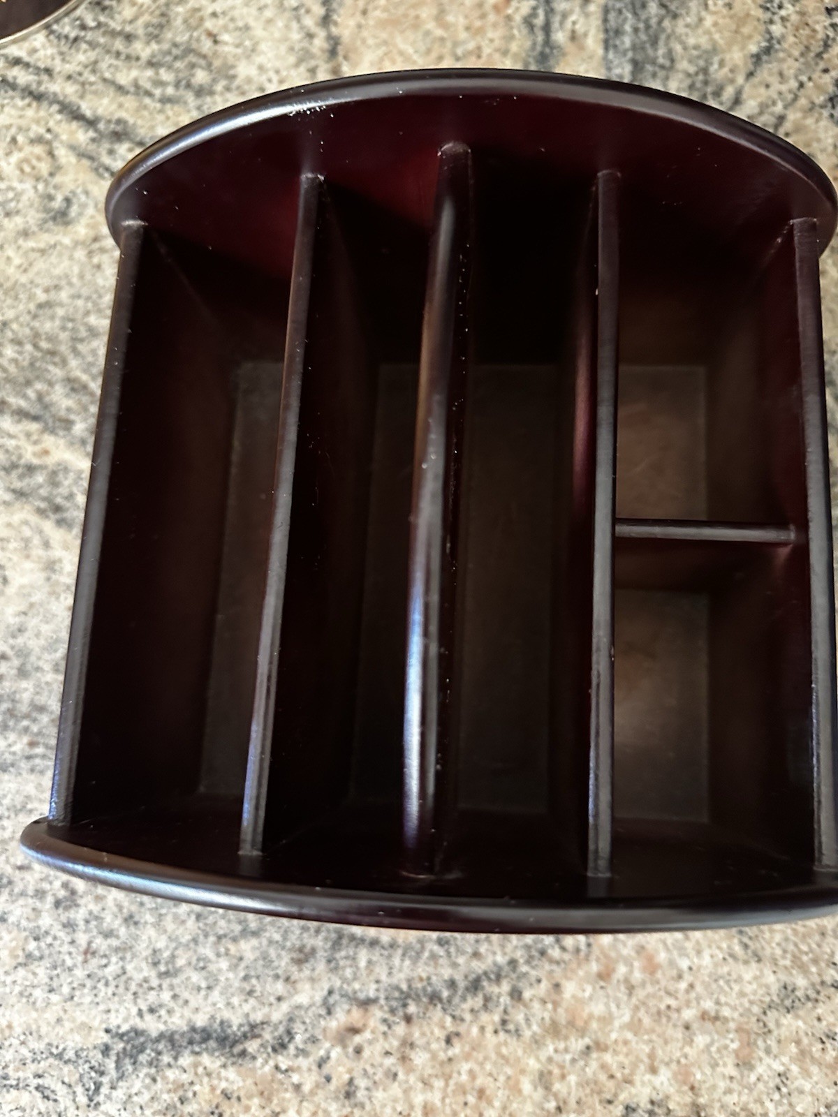 Wooden Desk Top Caddy Compact Space Saver 5 Sections Multi Functional Swivels