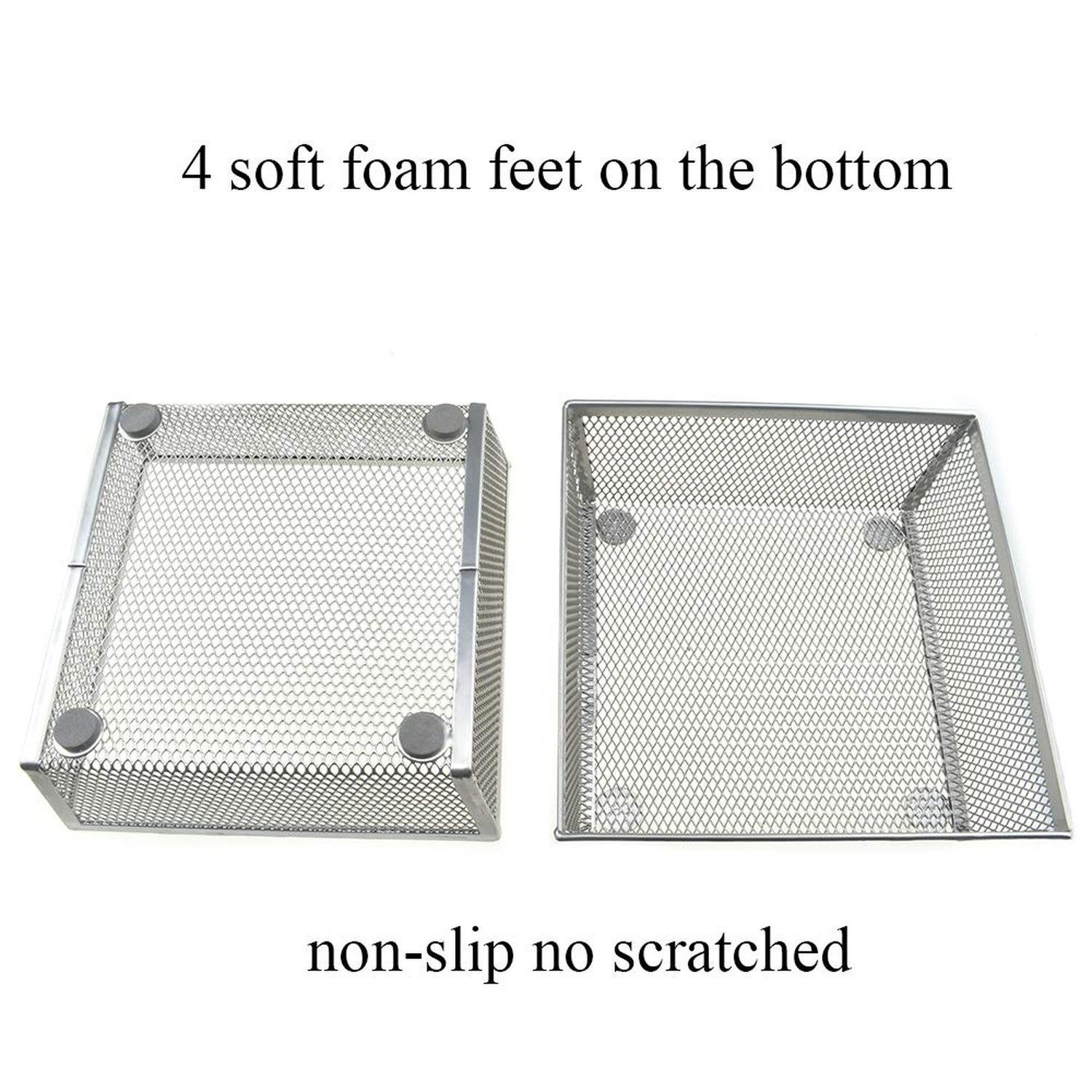 HAHIYO Stackable Mesh Tray Cup 6 x 6 x 2 inches Sturdy Container for Desk Dra…