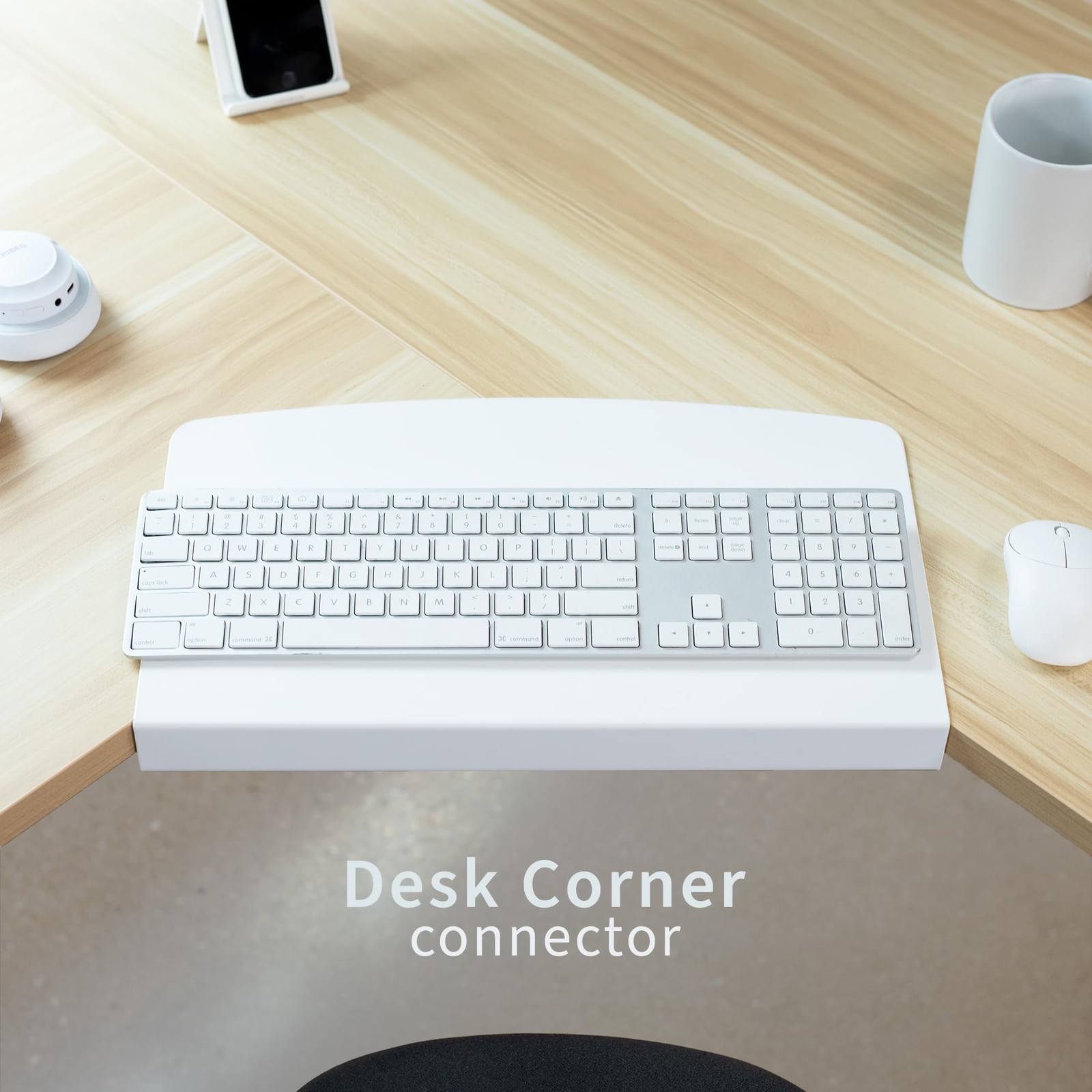 VIVO 17 inch Corner Desk Connector Sleeve for Keyboard 17″ Straight, White