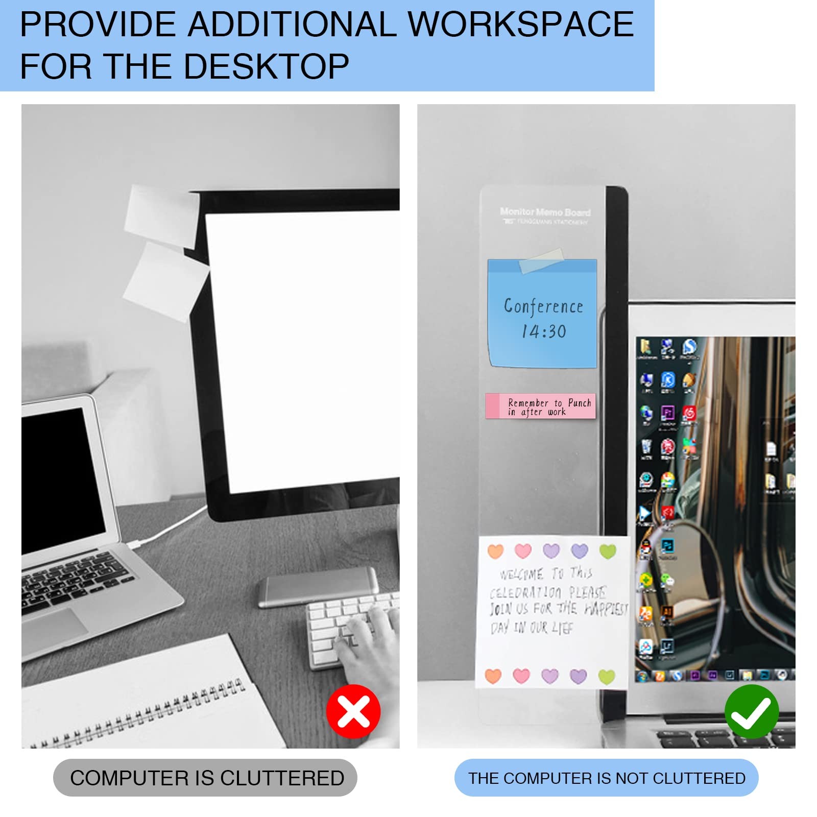 Office Desk Accessories 2pcs 11.8 X 3.1 Inches, Monitor Memo Board 1