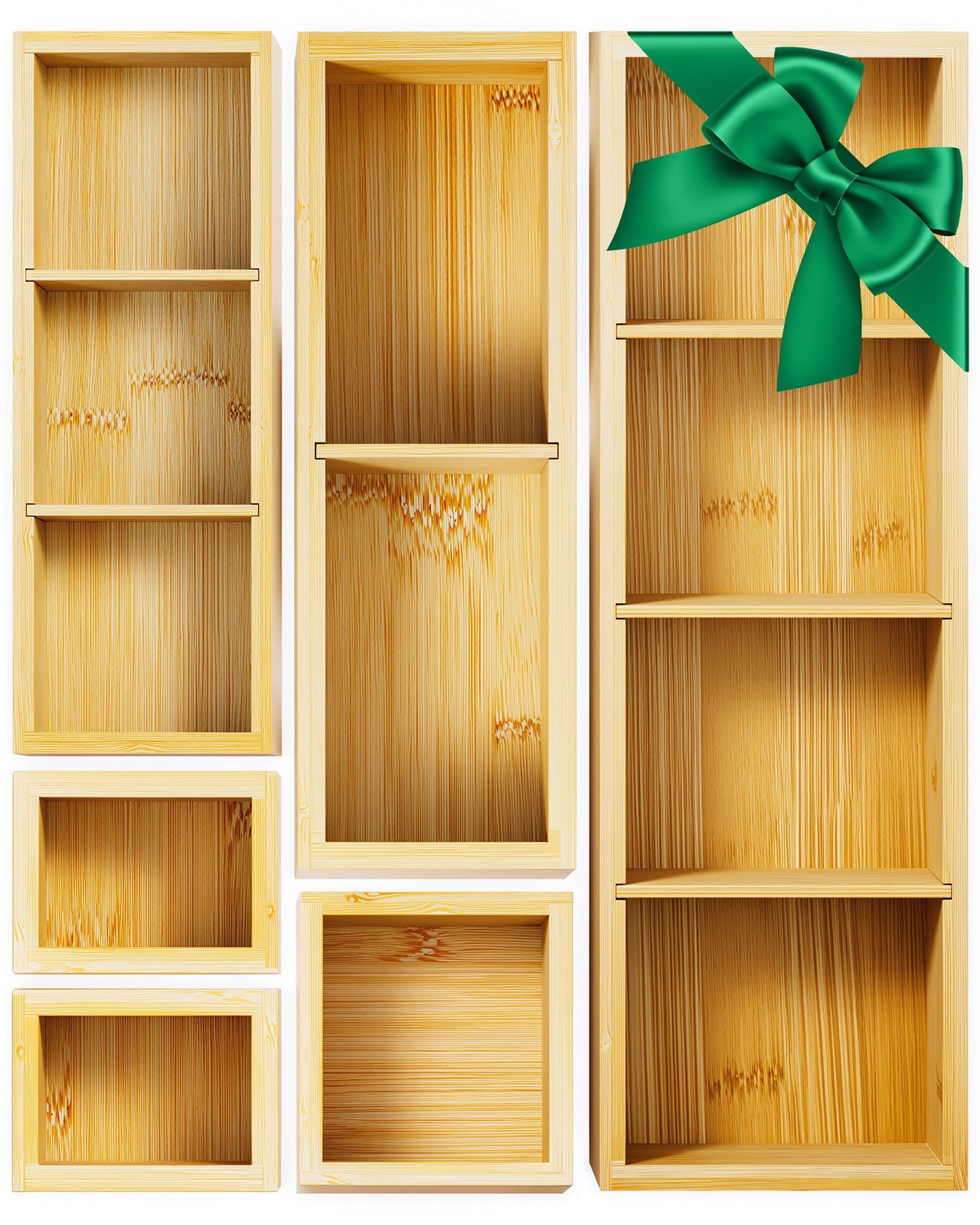 VA1KENE Bamboo Drawer Organizer Set, 6 PCS Desk 12 Compartments,