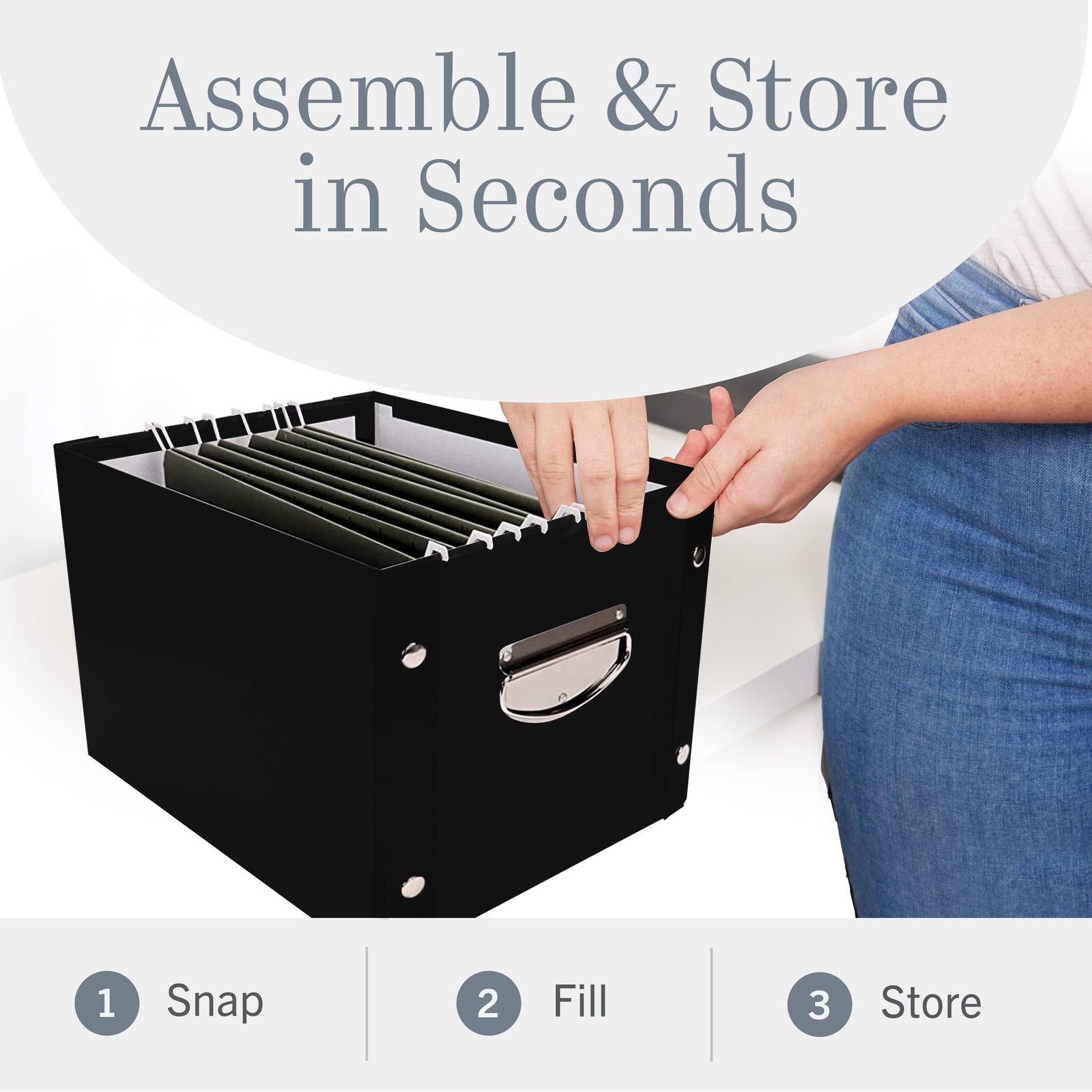 Snap-N-Store File Storage Box & Organizer – 1 Pack – 16.125 x 1 Pack, Black