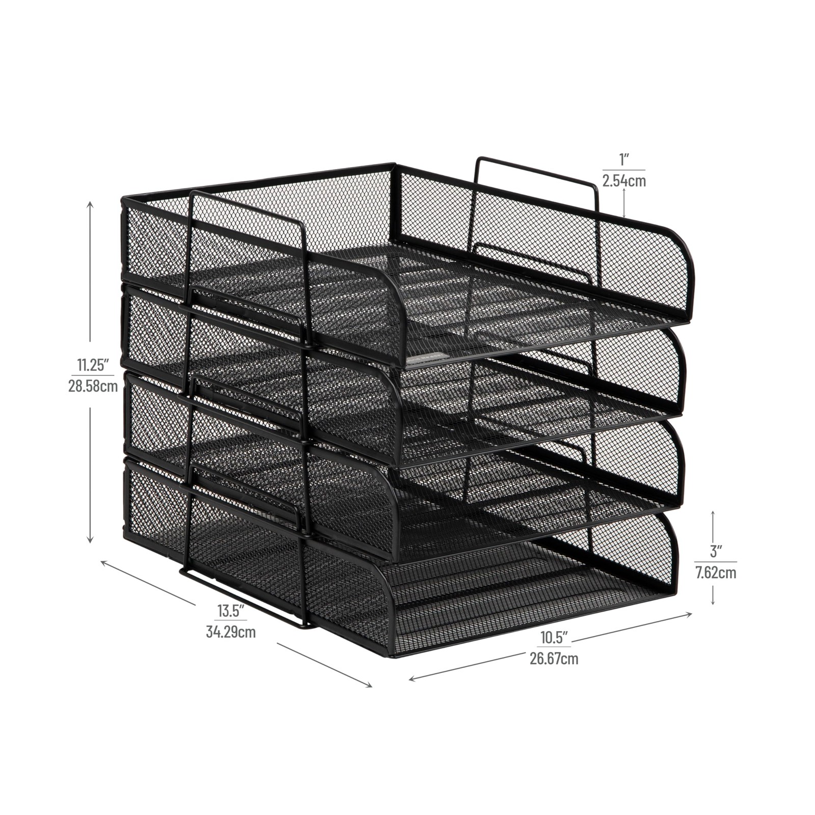 Mind Reader Stackable Paper Tray, 10.5″ x 13.5″ x 11.3″, Classic Black