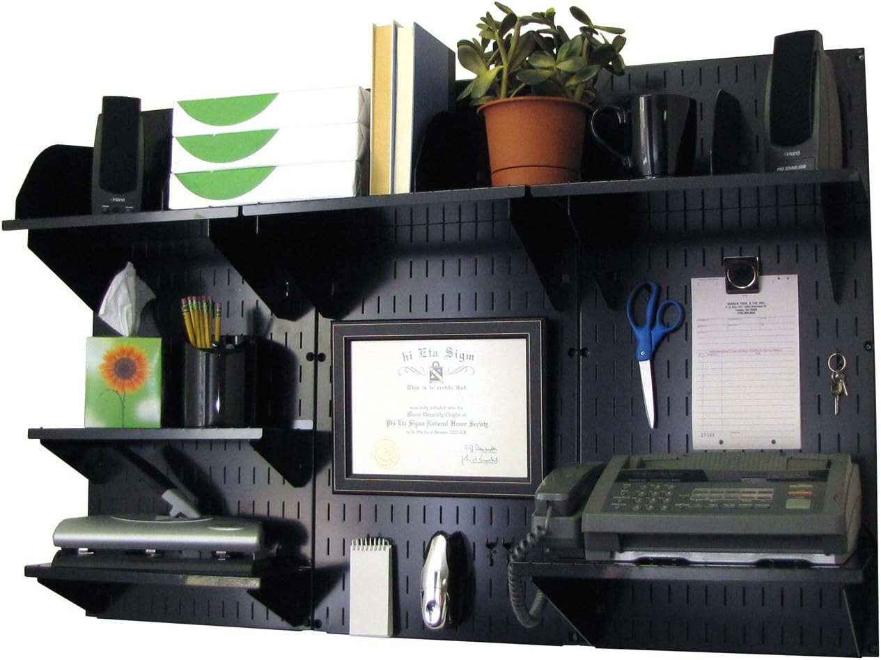 Office Organizer Unit Wall Mounted Office Desk Storage and Organization Kit Blac
