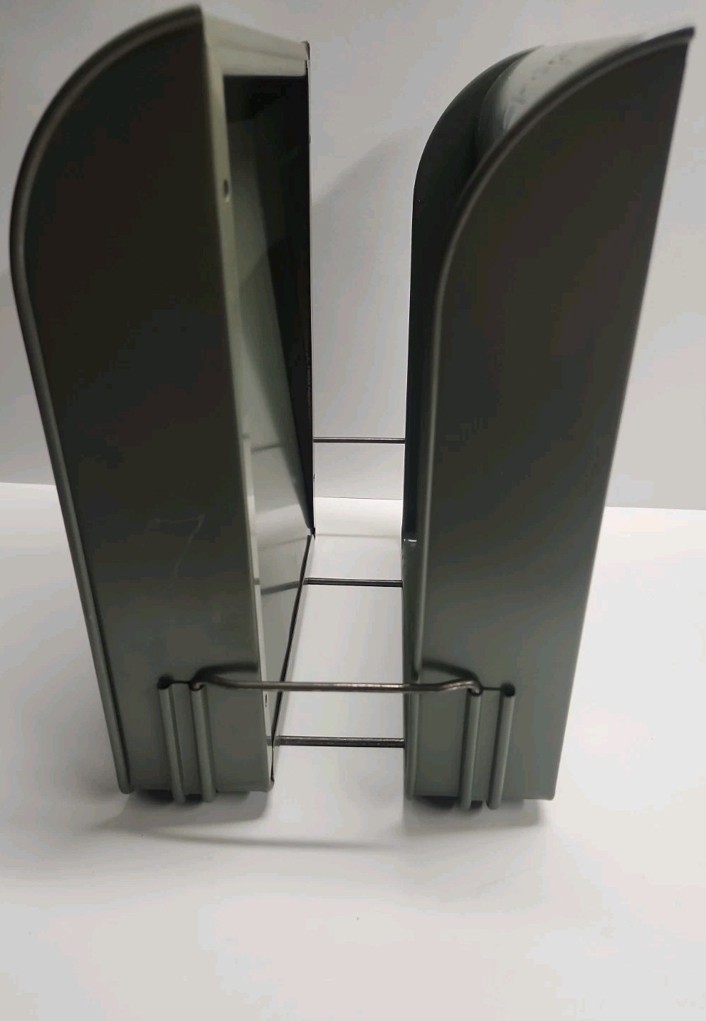 Vintage Globe-Wernicke 2 Tier Metal Paper Tray File Organizer Mid-Century Grey