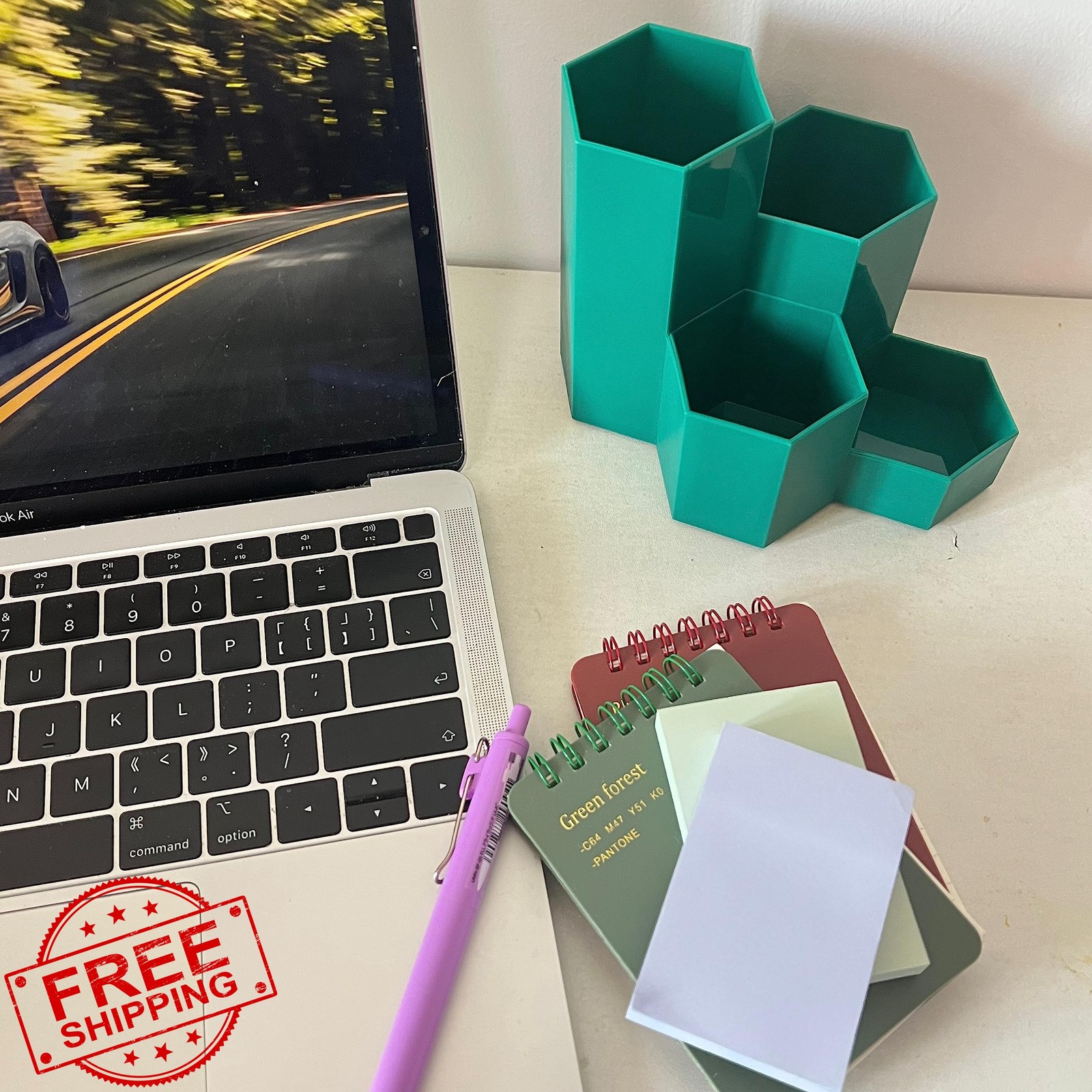 Saikvi Teal L-Shape Pen Holder