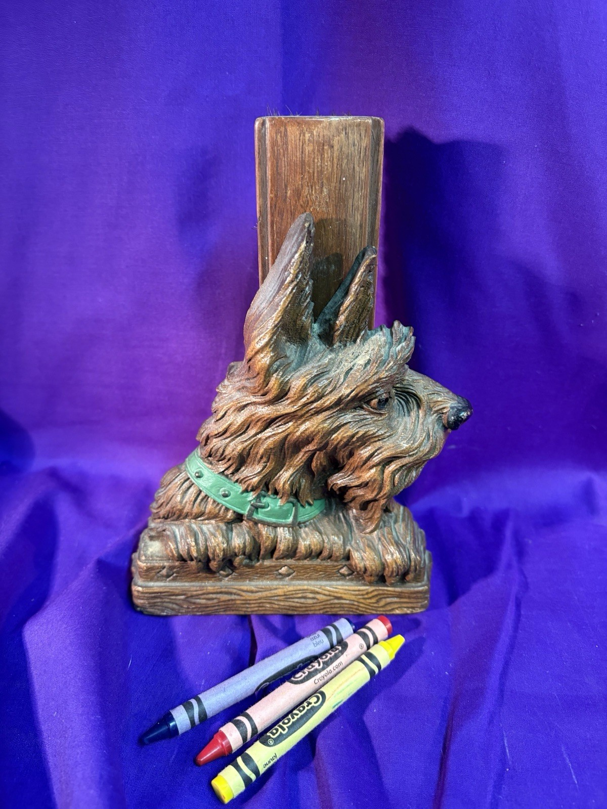 Syroco Wood Swank Scotty Dog Cloths Brush Holder