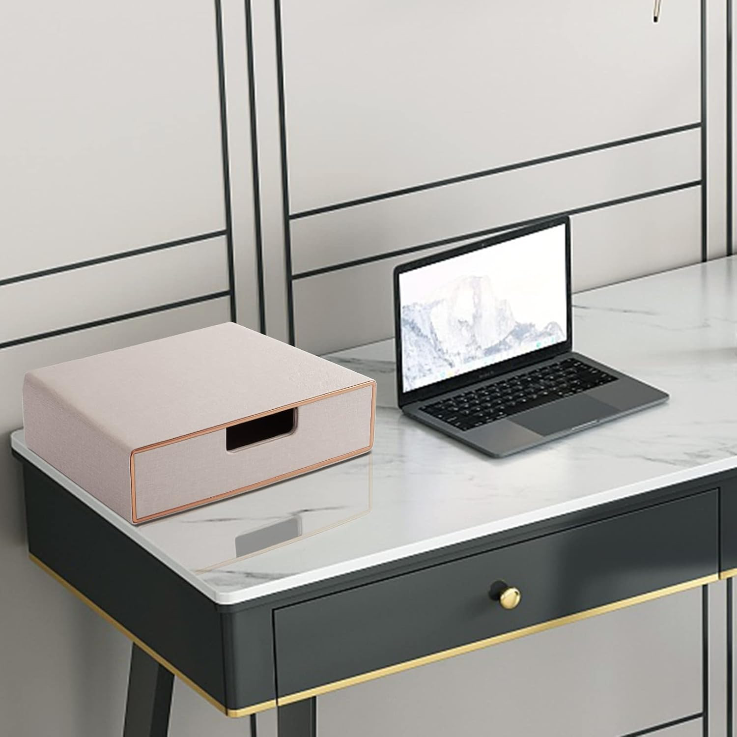 Stackable Drawer Organizer PU Leather Classic Handmade,Organize Home Office Desk