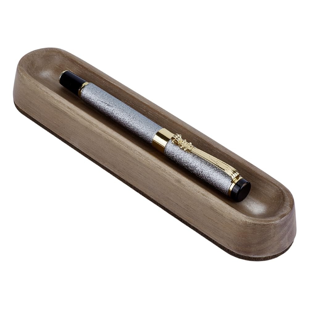 Walnut Wood Pen Tray, Long Oval Wooden Pencil Holder, Wooden Desktop Organize…