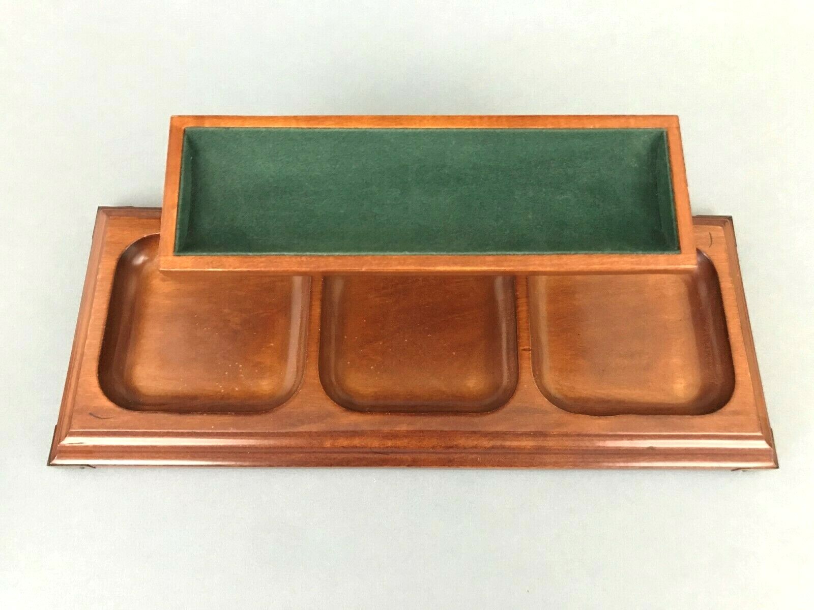 Bombay Co 1996 2 Tier Wood Office Desktop Organizer Dresser Tray Brass Corners