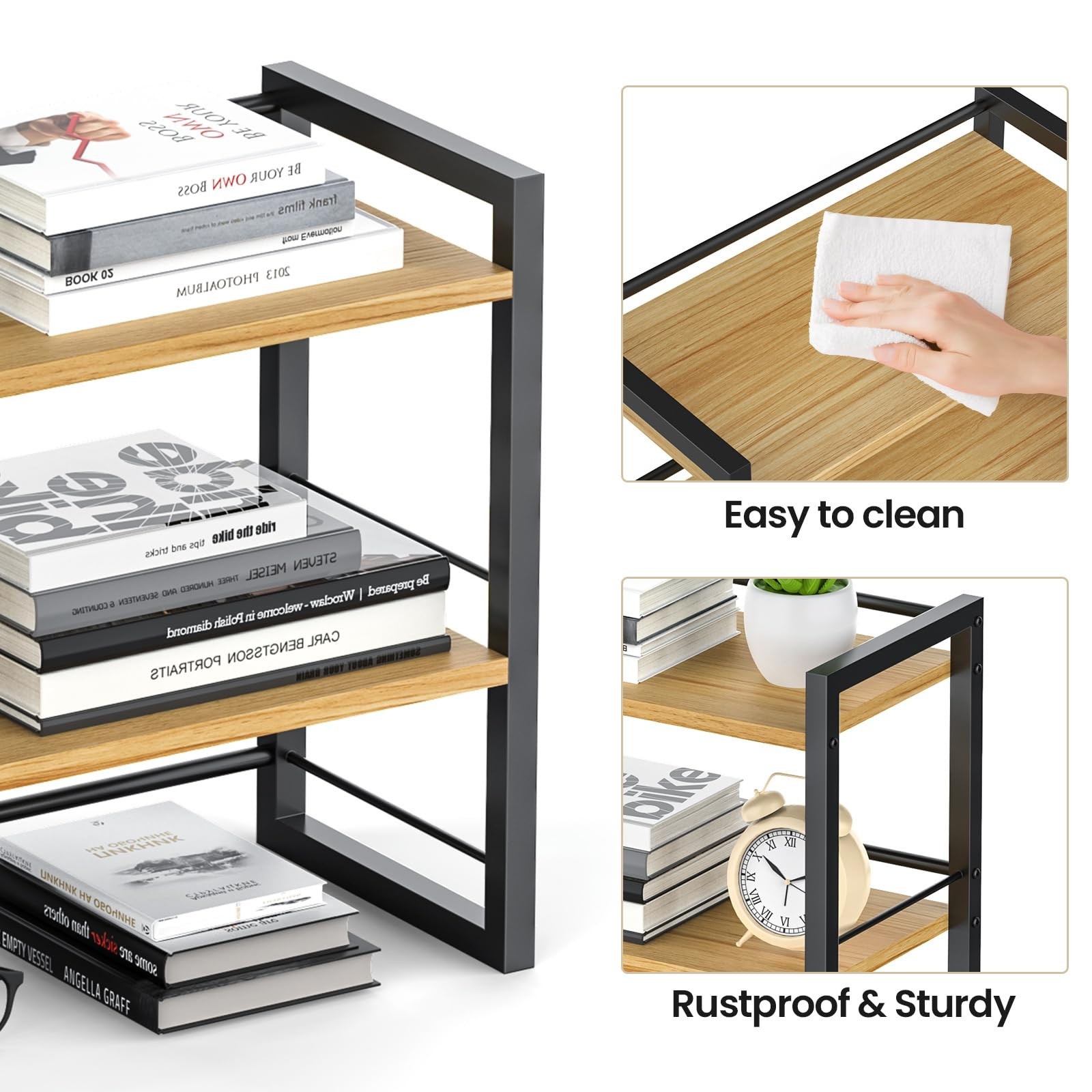ART-GIFTREE Office Desk Shelf 15.7 L x 7.87 W x 14.4 H inches, Black