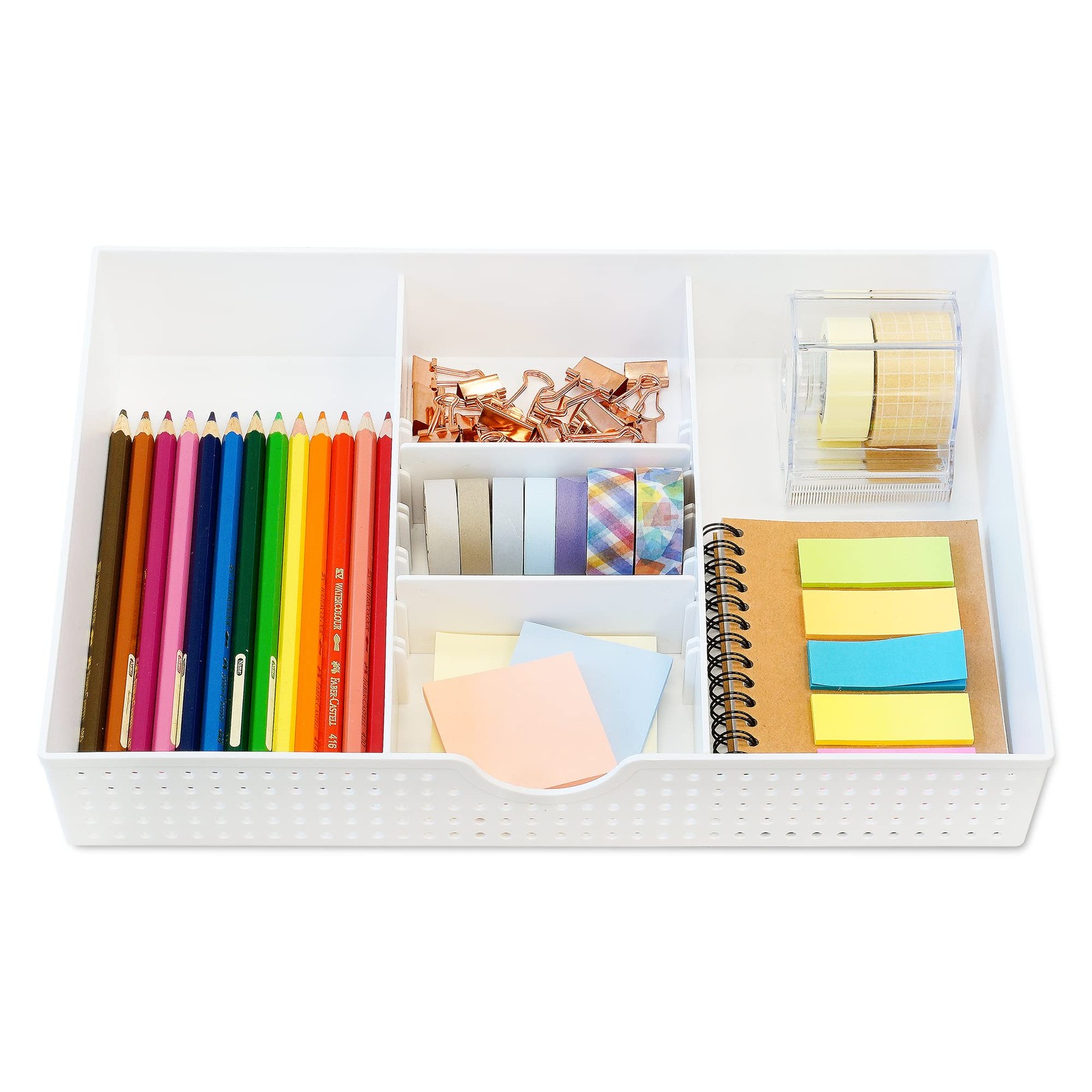 2PK – 3 Slot Drawer Organizer with Two Adjustable Dividers – 5 Compartments D…