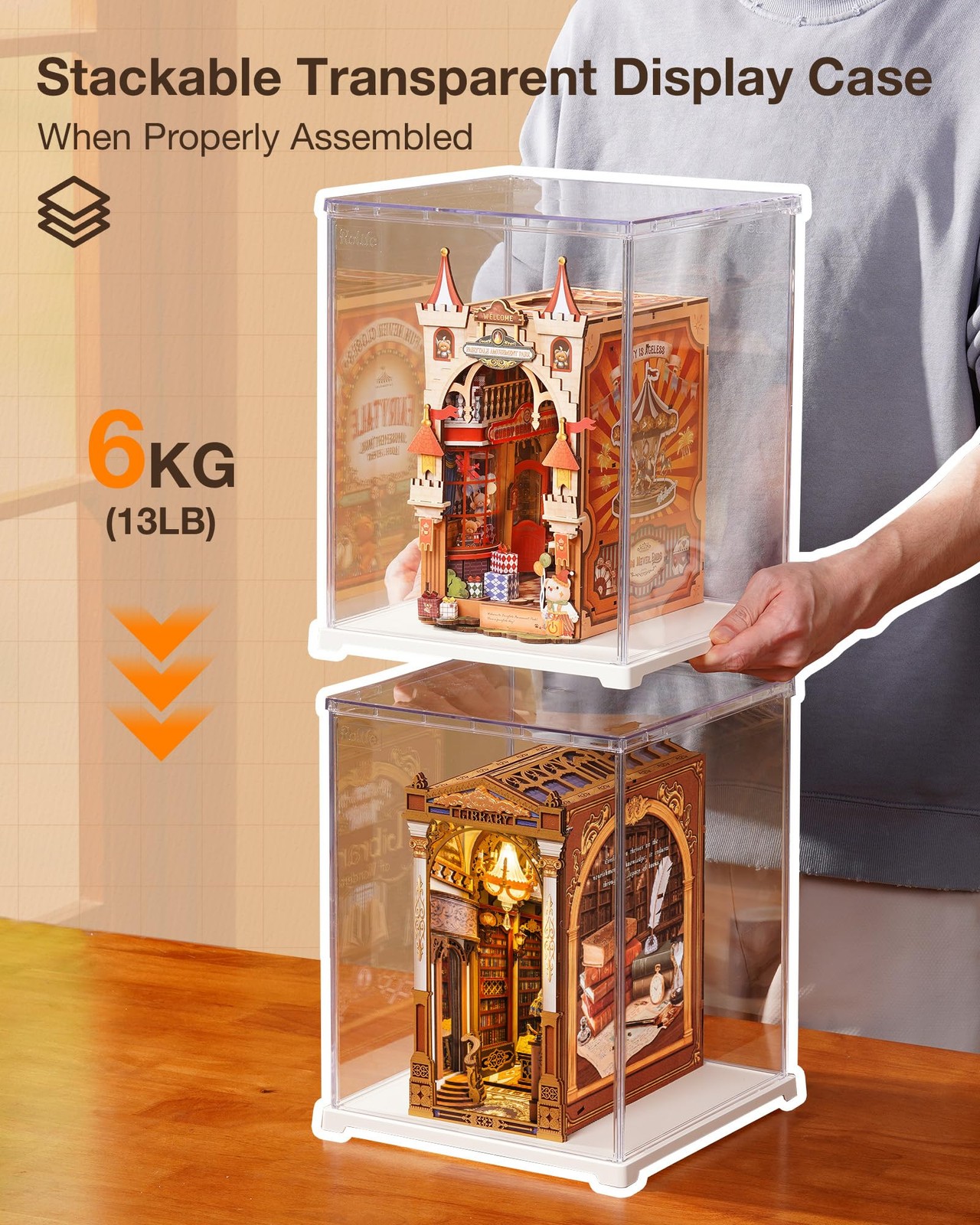 Acrylic Display Case Dust Cover for Collectibles, Dustproof Protection Large