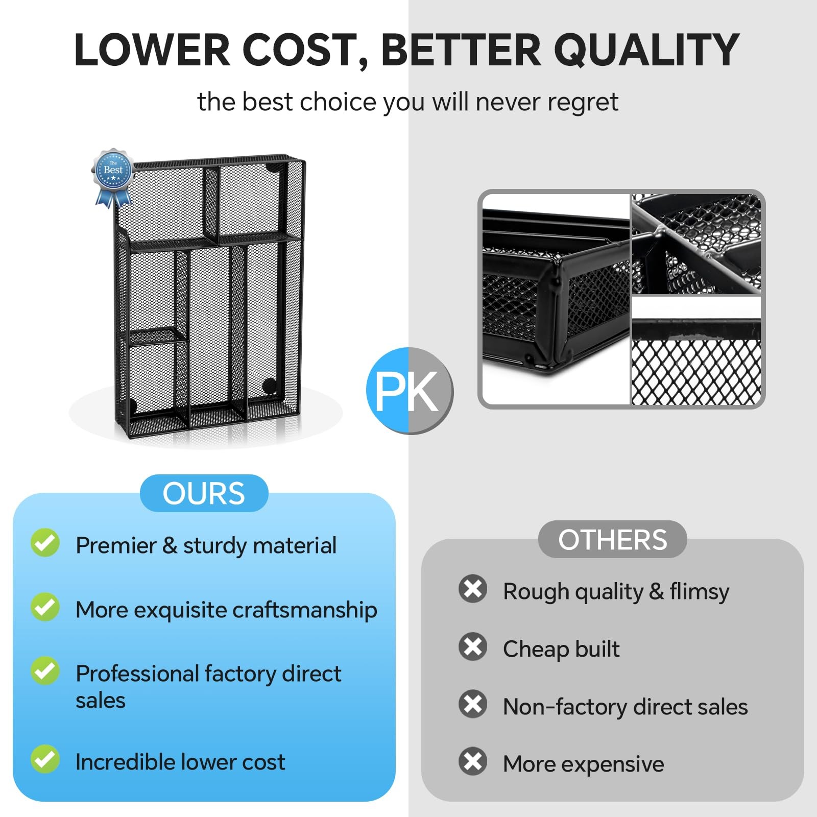 Desk Drawer Organizer, Office Divider Organizer Tray with Large, Black