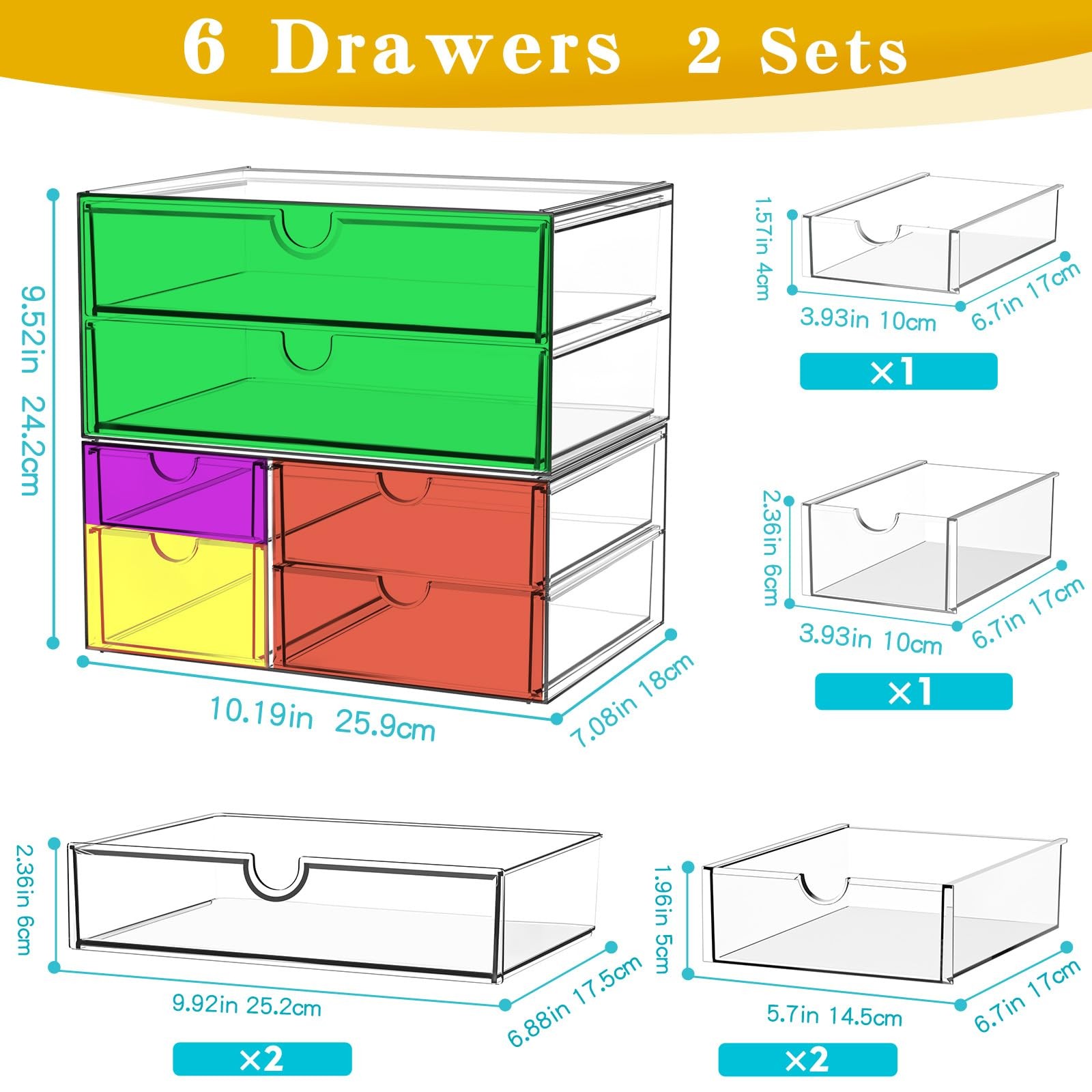 ARSTPEOE Acrylic Organizer with 6 Drawers, Bathroom Counter Organizer, Makeup…