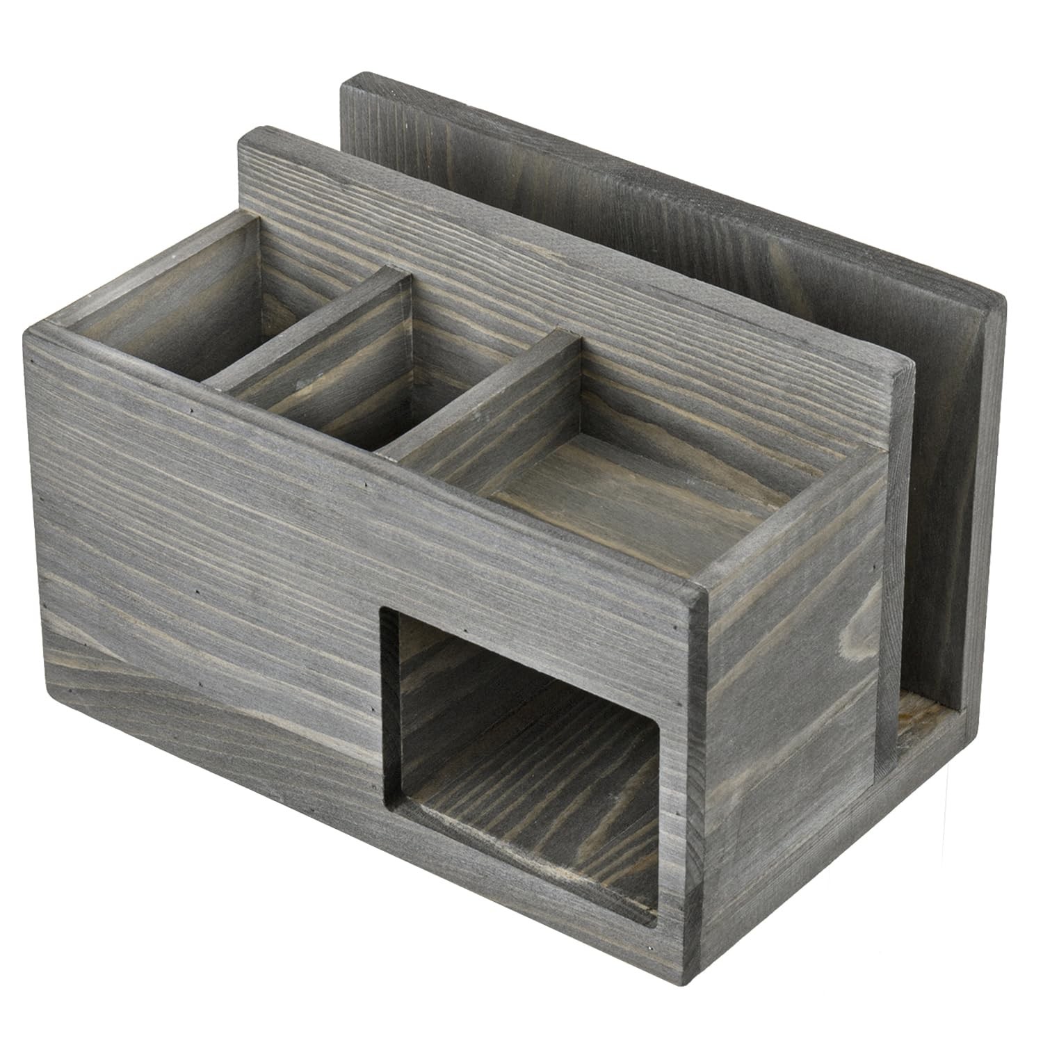 MyGift Vintage Weathered Gray Solid Wood Desktop Medium,