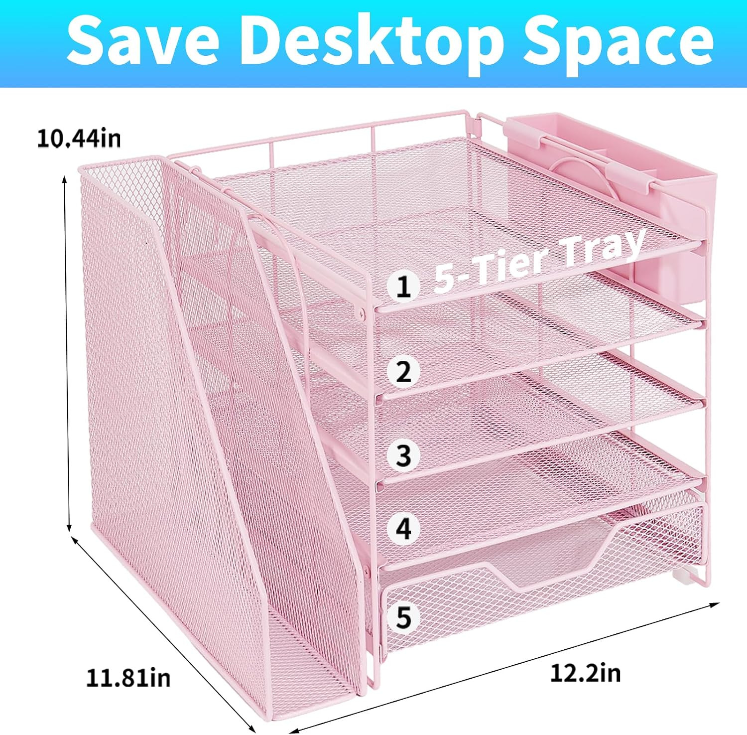 Desk Organizers and Accessories, 5-Tier Paper Letter Tray Organizer with File Ho