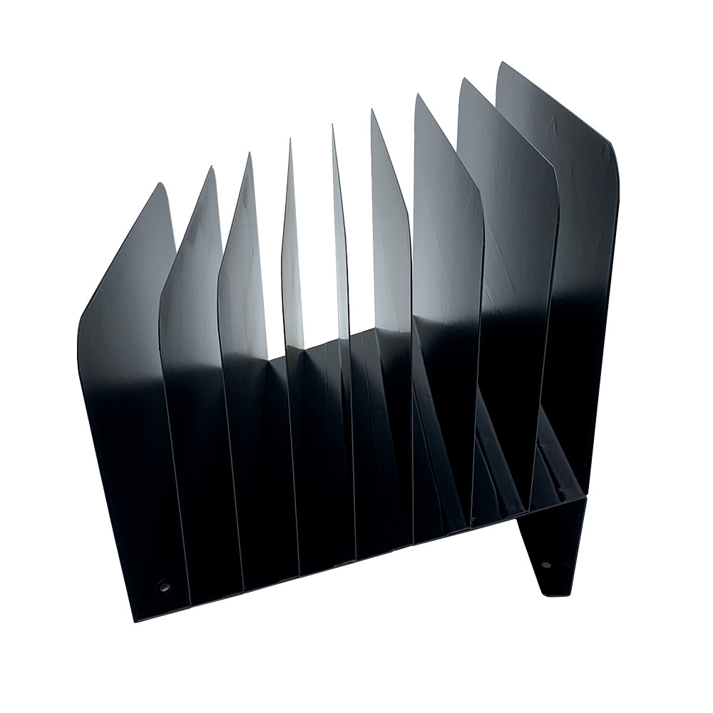 Huron Vertical 8 Slot Steel Desk Slant Organizer/Sorter Black HASZ0156