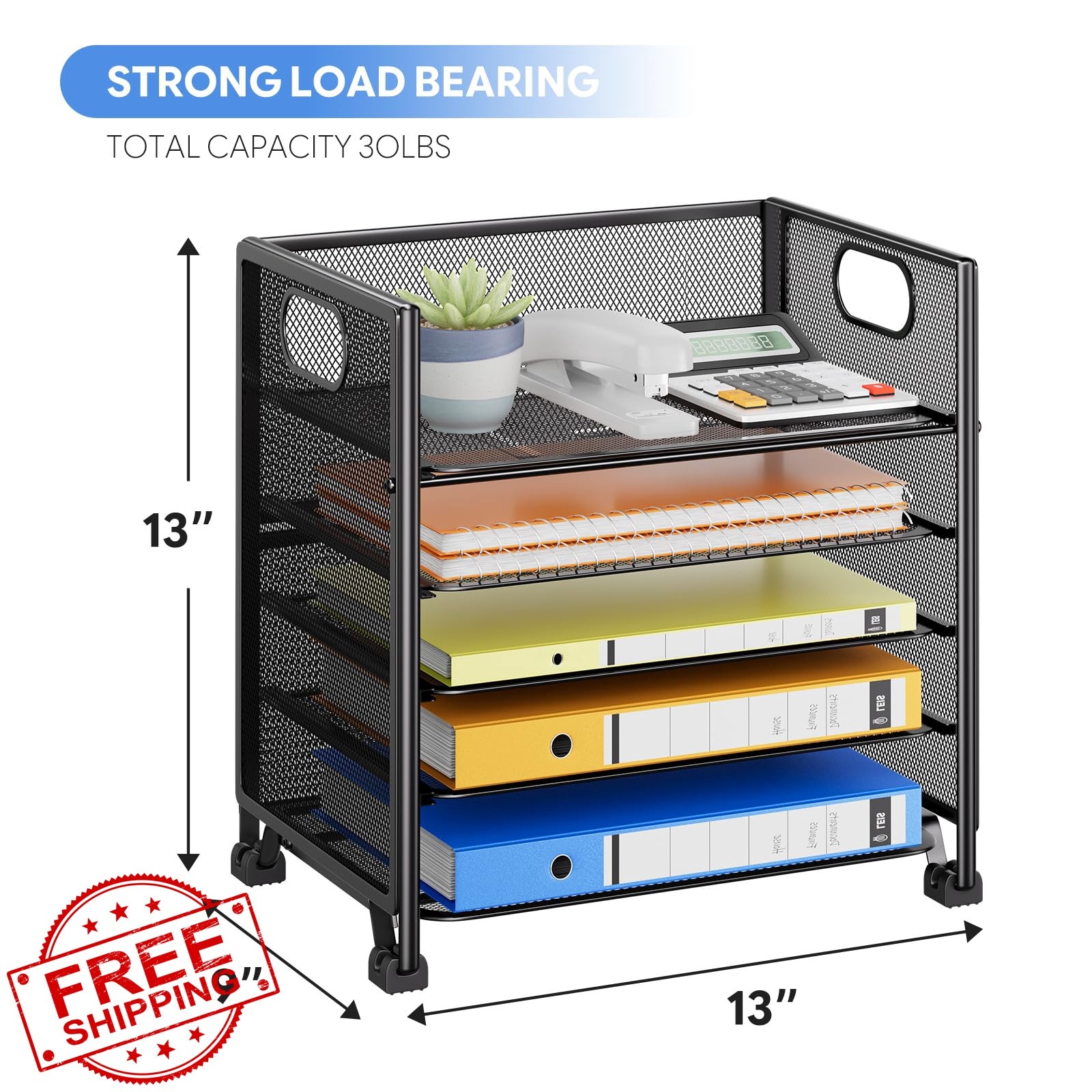 Simple Trending 5-Tier Letter Tray Organizer Black 13.3″x9.3″x13″
