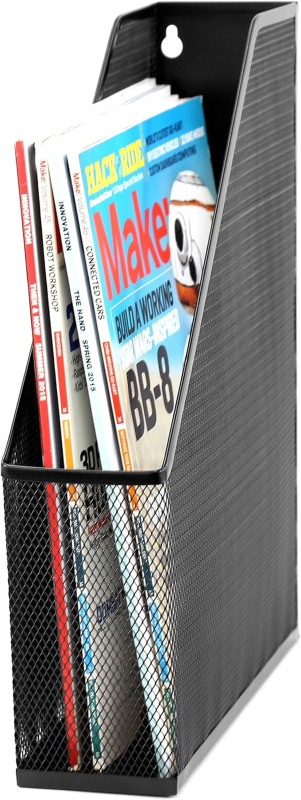 Mesh Steel Magazine File Holder, 12.5″ X 9.8″ X 3″, Black, Desk Organizer for Ma