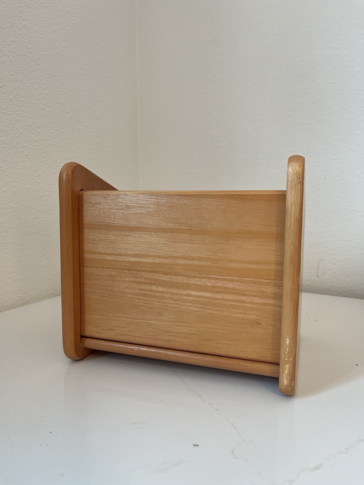 Vintage Oak Wooden Desk Organizer 2 Compartments Letter Holder