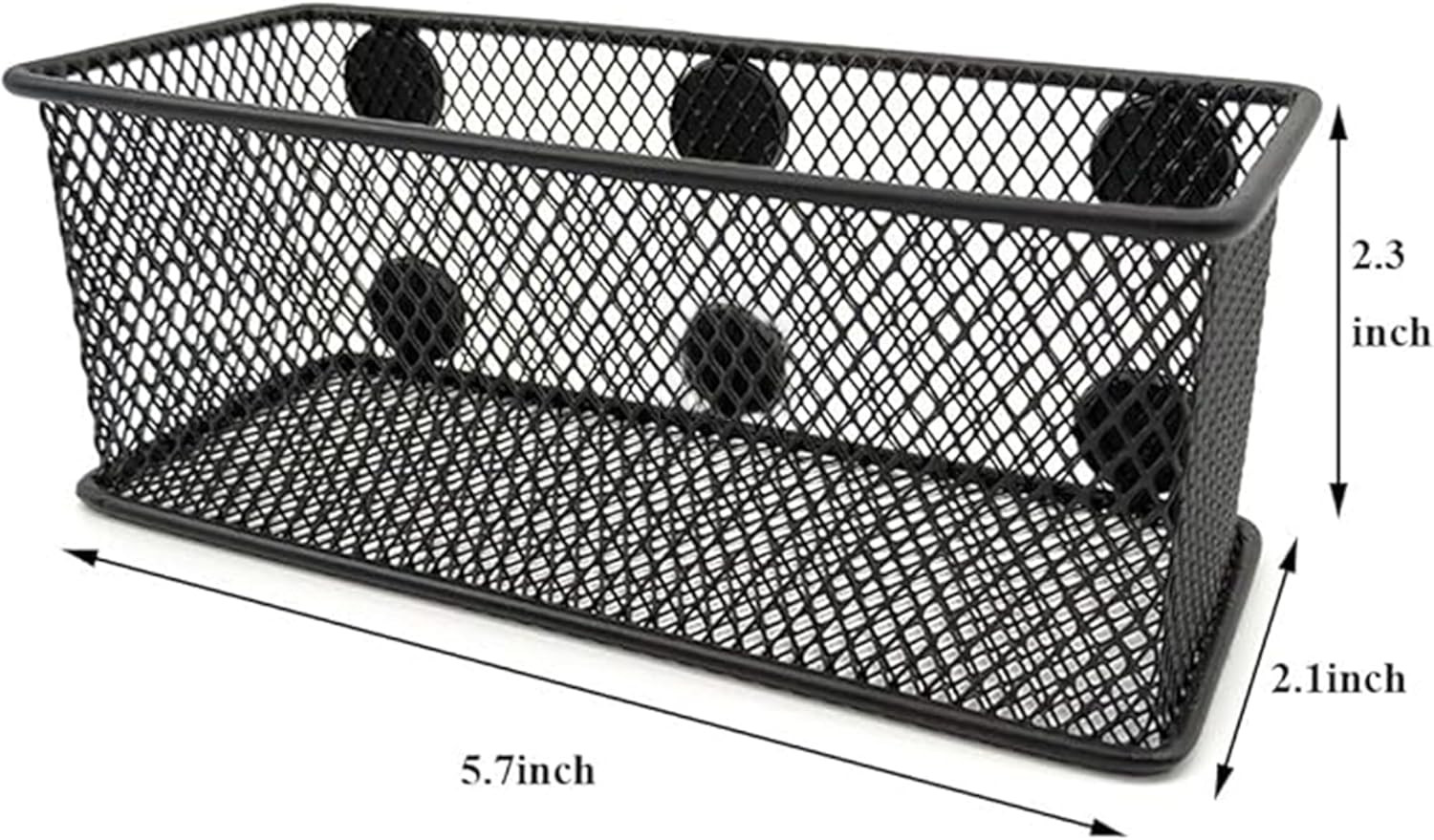 Magnetic Pencil Holder Set of 3 – Black Wire Mesh Storage Baskets Organizer with