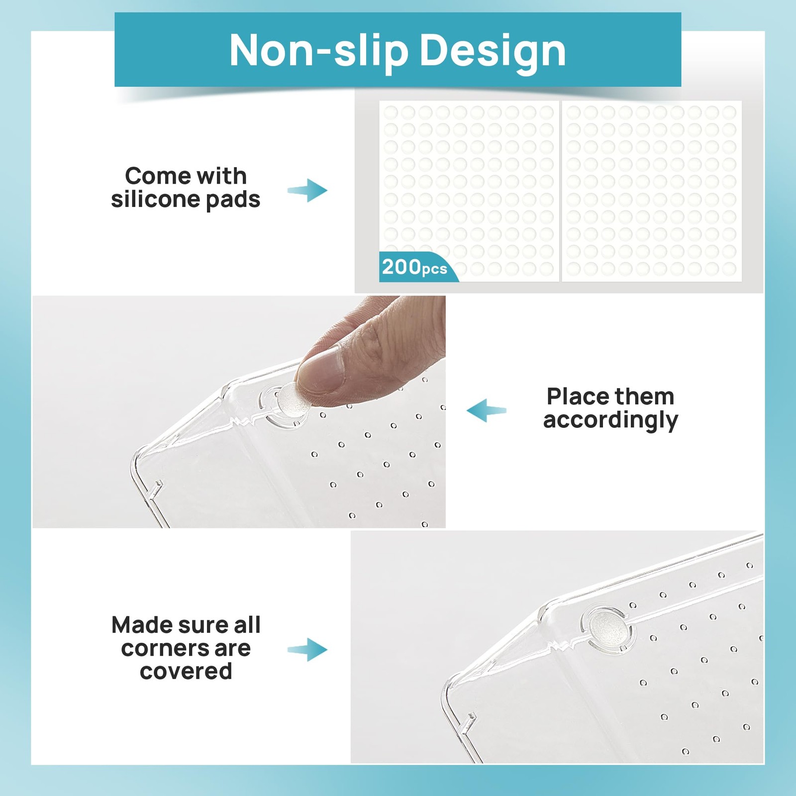 Vtopmart 44 PCS Clear Plastic Drawer Organizers Set, 4-Size Versatile