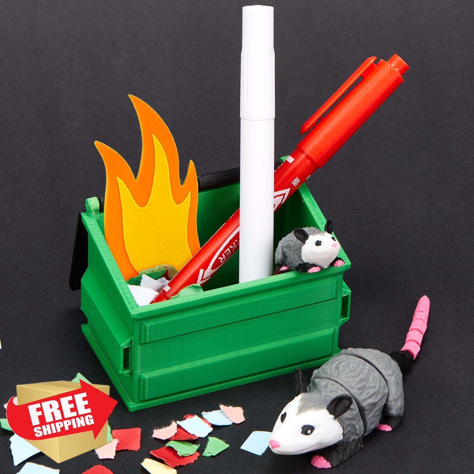 Soulchen Opossum Articulating Dumpster Pencil Holder 3pc