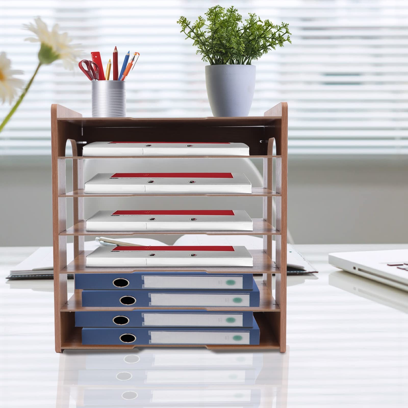 7Tier Widen Wood Office 36*25*38.5cm/14.17*9.84*15.16in, Natural Color