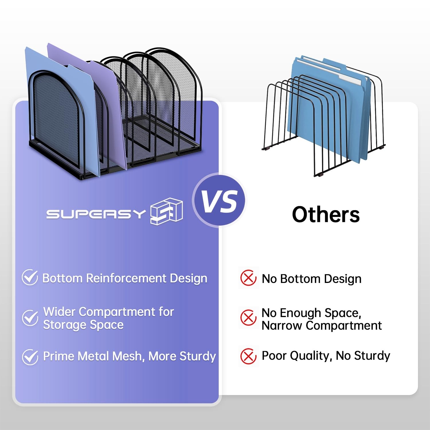 SUPEASY File Organizer for Desk, 5-Section Mesh Desk Organizer, Vertical File…