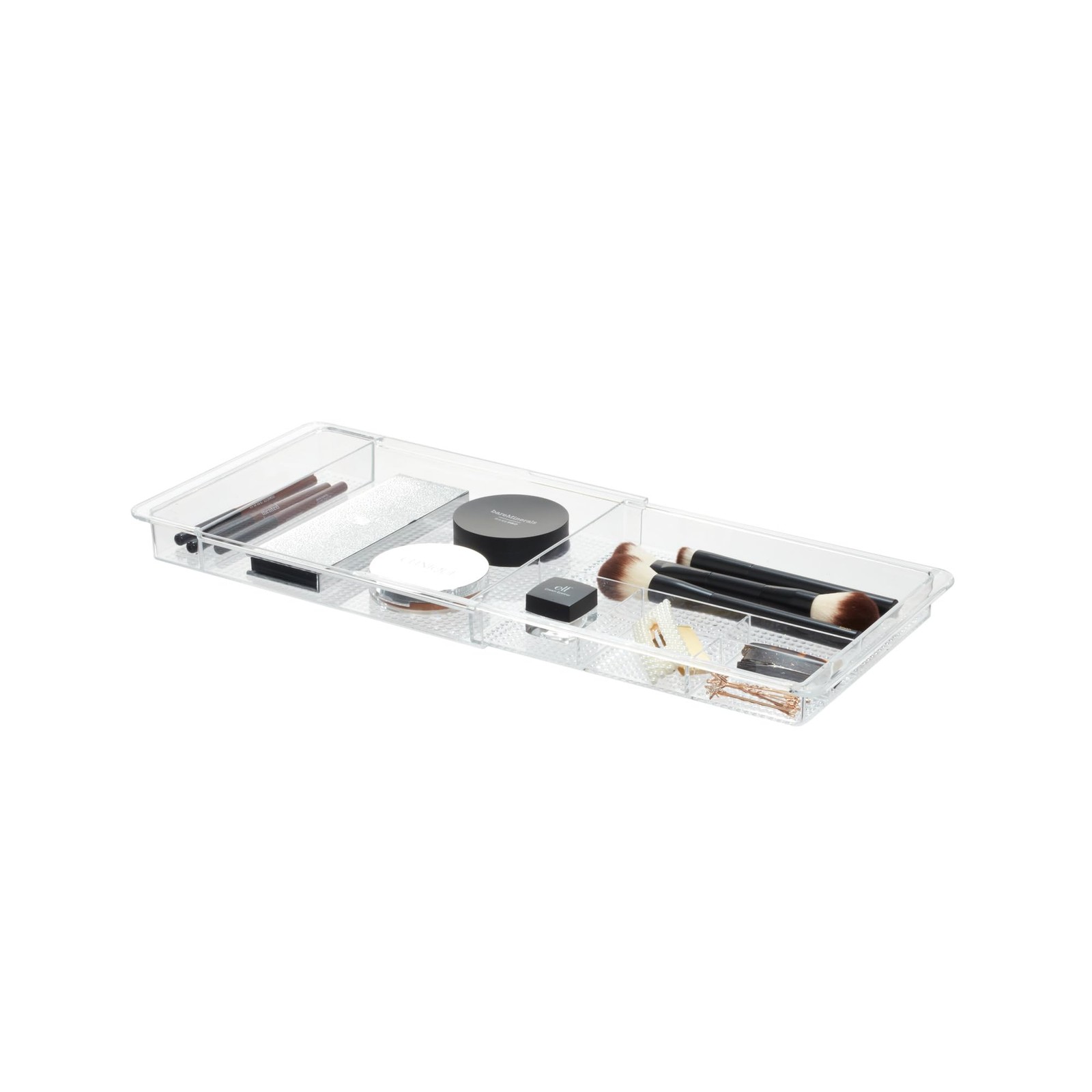 iDesign Expandable Makeup Drawer Organizer, Extends up to 18.5 Inches, Clear