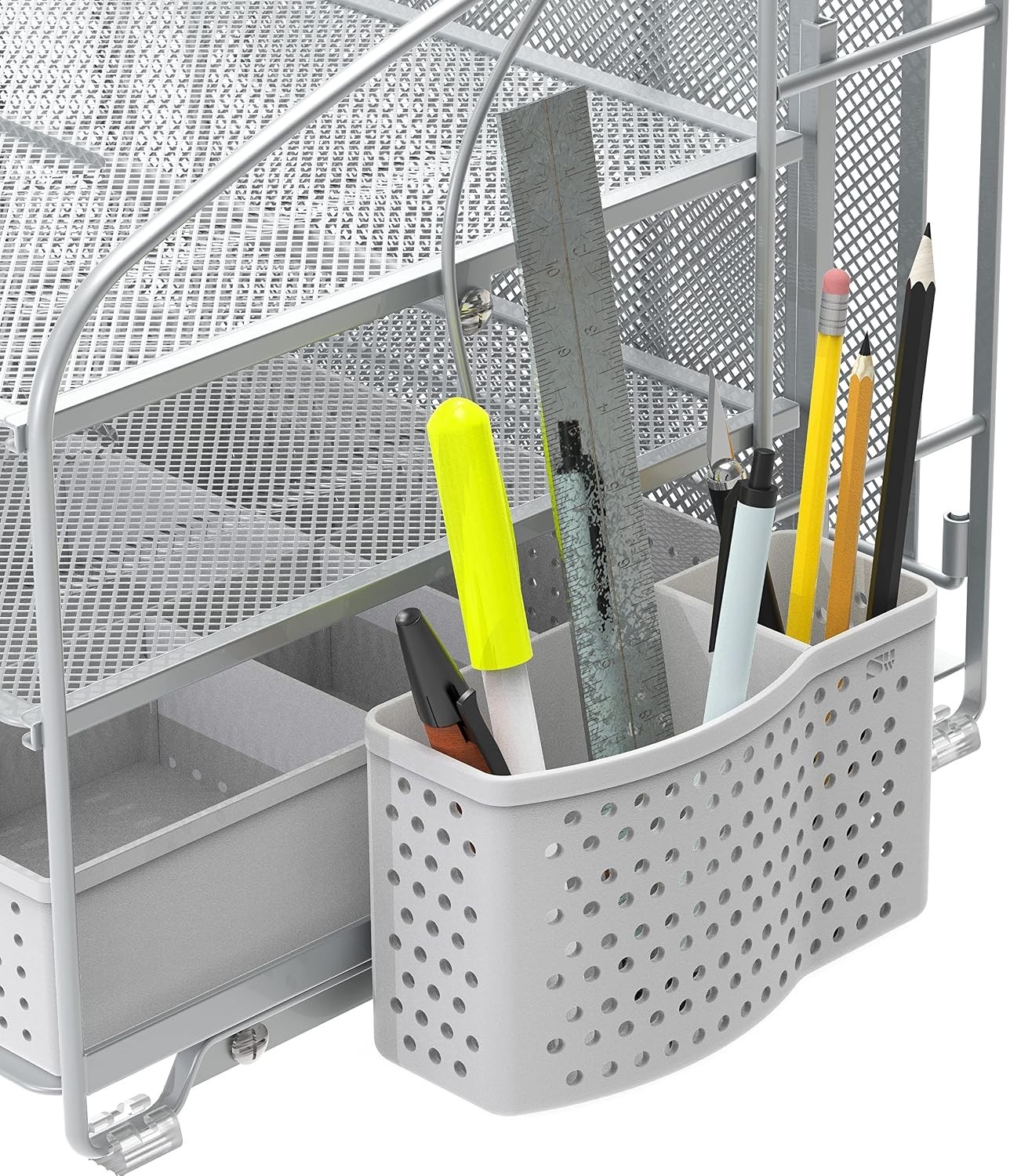 3-Tier Desk Organizer with Sliding Drawer, Hanging File Holder and Pen Holder…