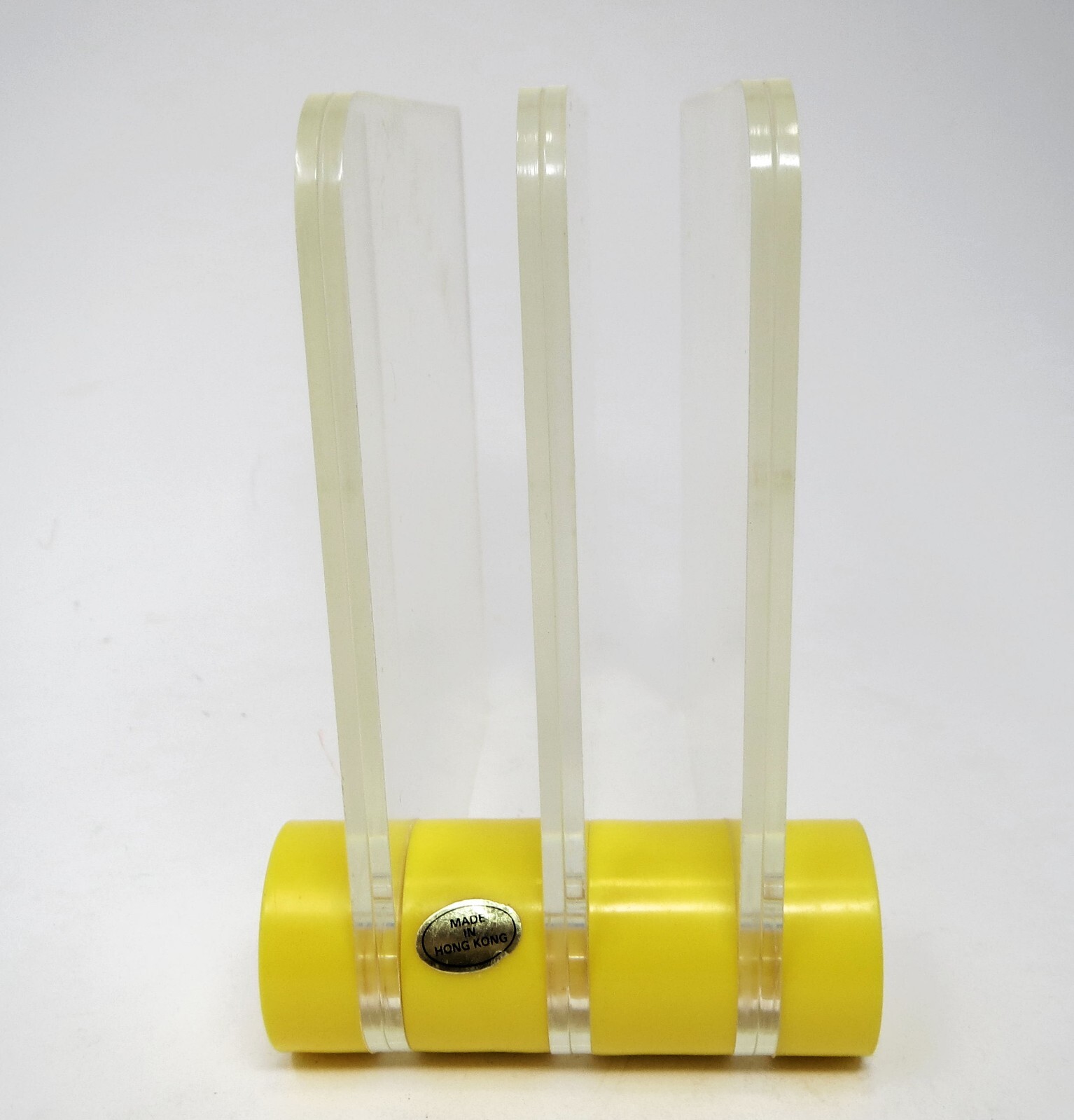 Vintage MCM Lucite Acrylic Desk Organizer Photos Mail Yellow Hong Kong Mod