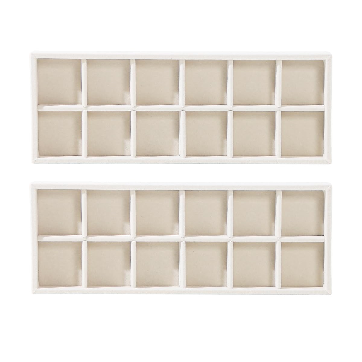 2Pcs Desk Drawer Storage Tray, Nightstand Organizer 12 Grid, Beige