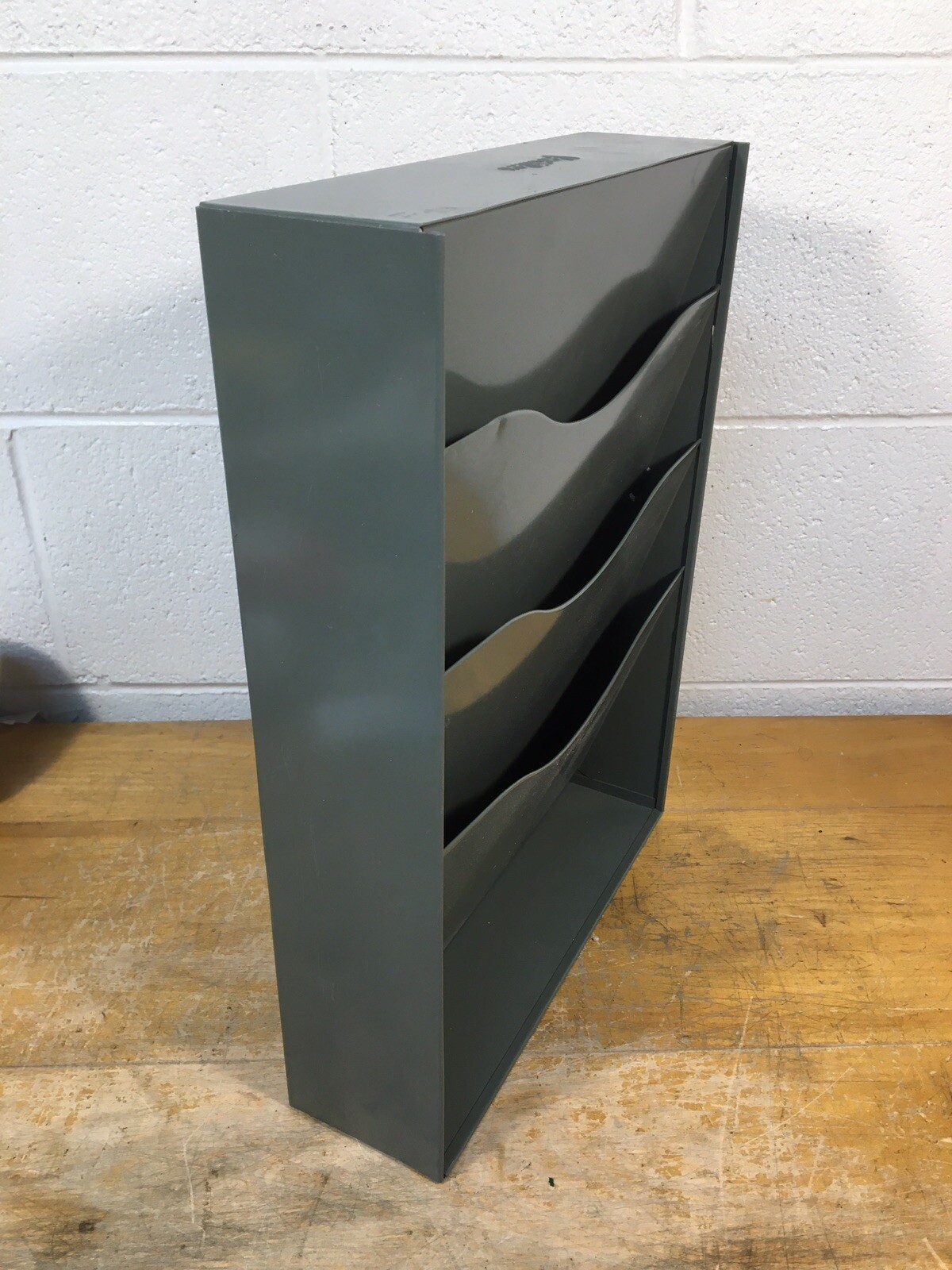 Vintage VERTIFLEX Industrial Metal Wall 3 Tier slot File Paper Organizer grey