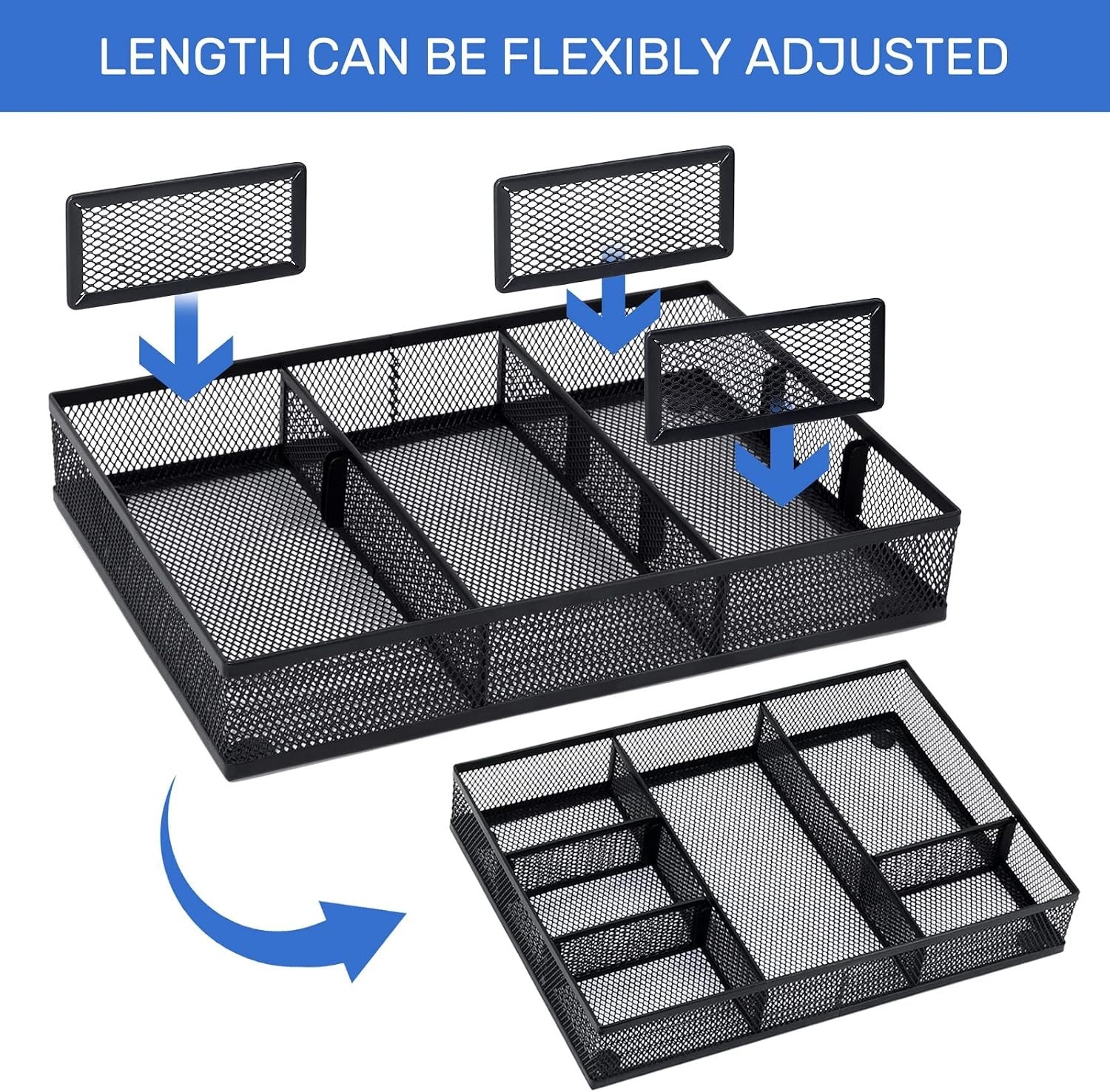 Professional 4 Pack Drawer Organizers with Adjustable Sections for Office Use
