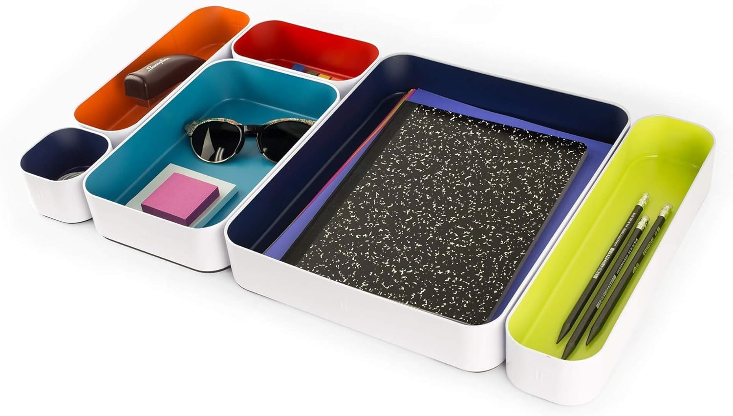 6 Piece Metal Organizer Tray Set for Storing Makeup, Stationery, Utensils, an…